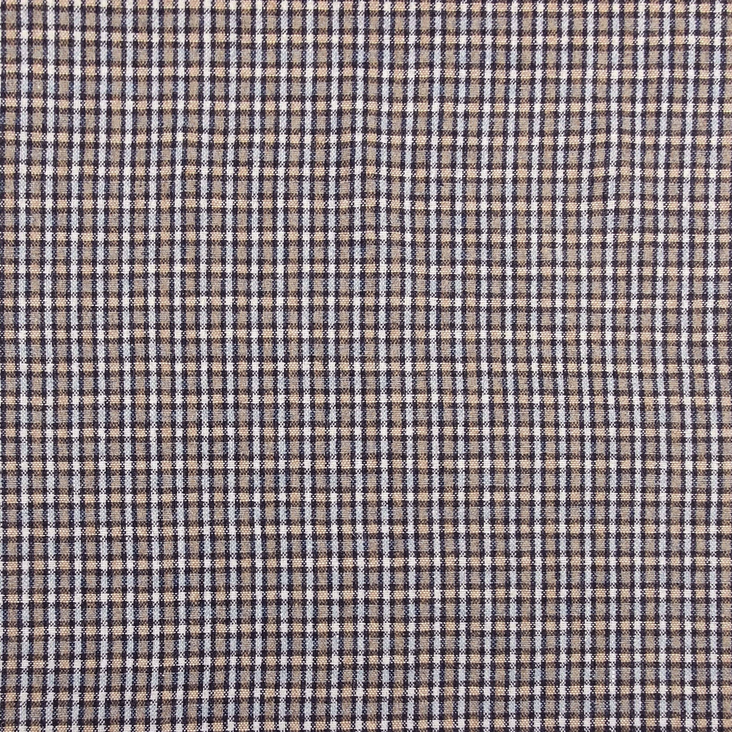Tessuto in Misto Lana Quadretti Toni Blu e Beige