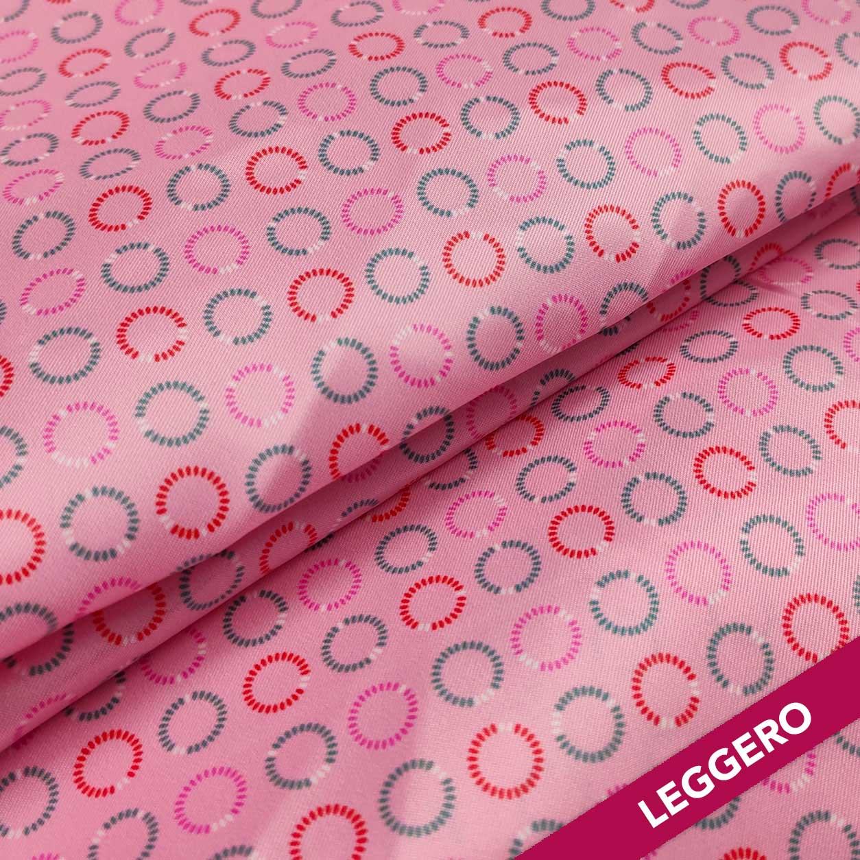 Tessuto Anti Goccia Cerchi Rosa