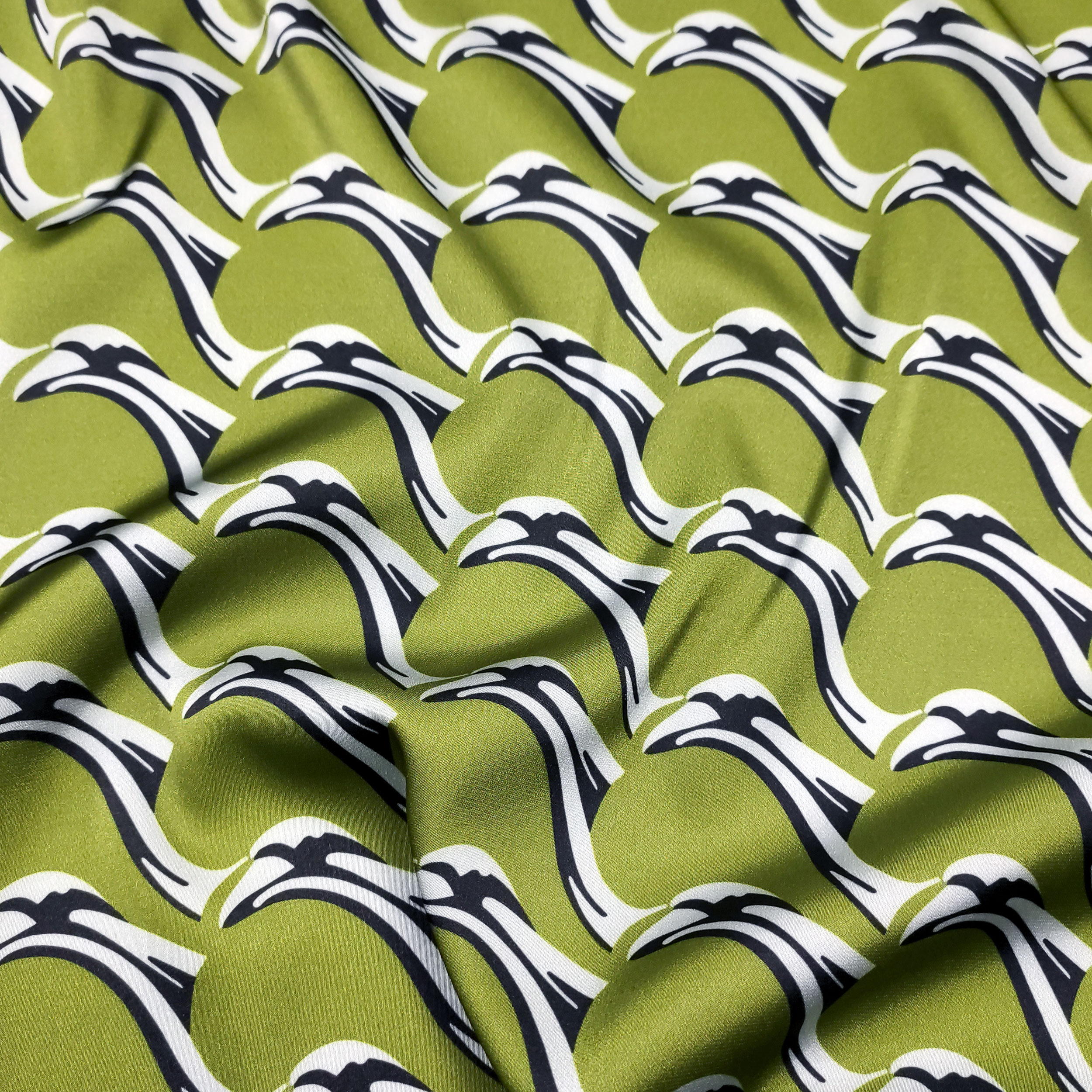 Raso Setato Fantasia Alta Moda Verde e Argento