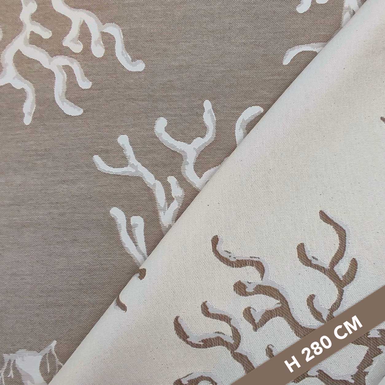 Tessuto Jacquard Double Coralli Perla e Beige H 280 cm