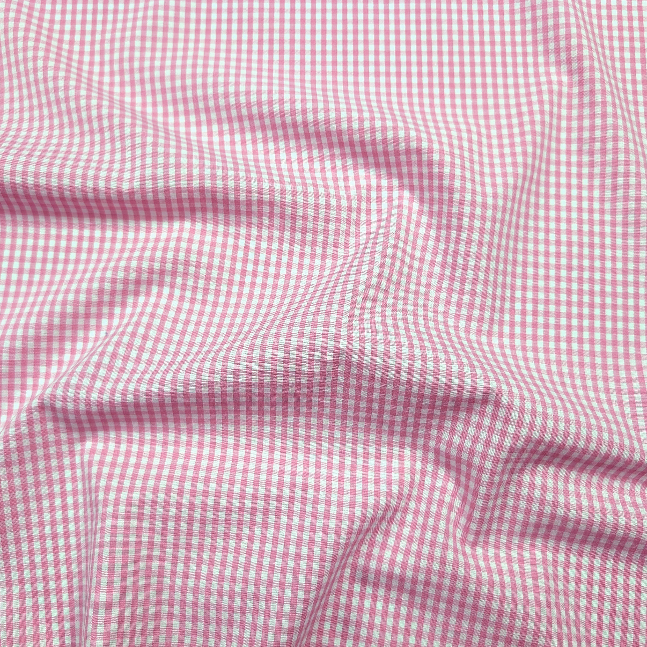 Cotone per Camiceria Quadrettini Rosa Image
