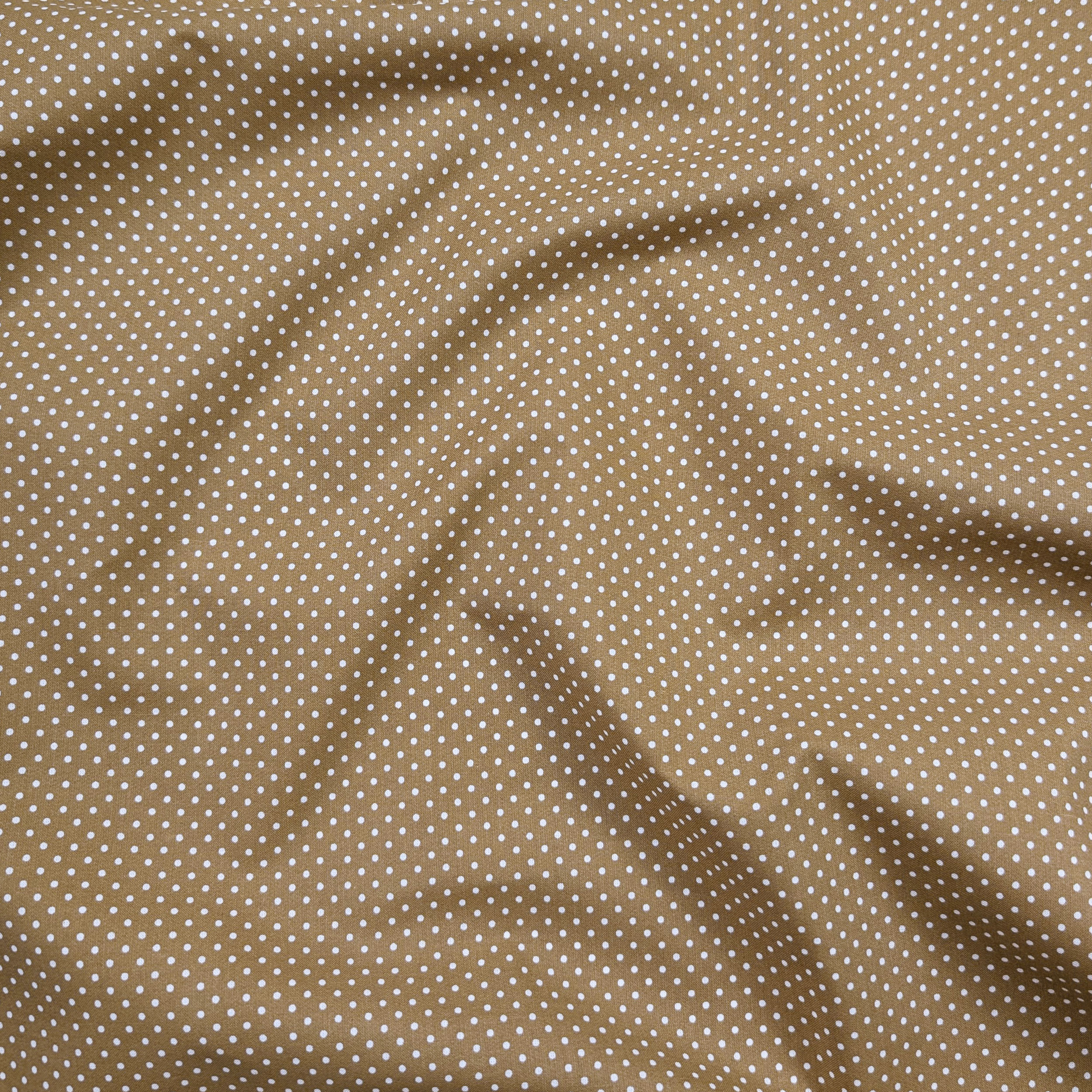 Tessuto Cotone Beige a Pois Bianchi Image