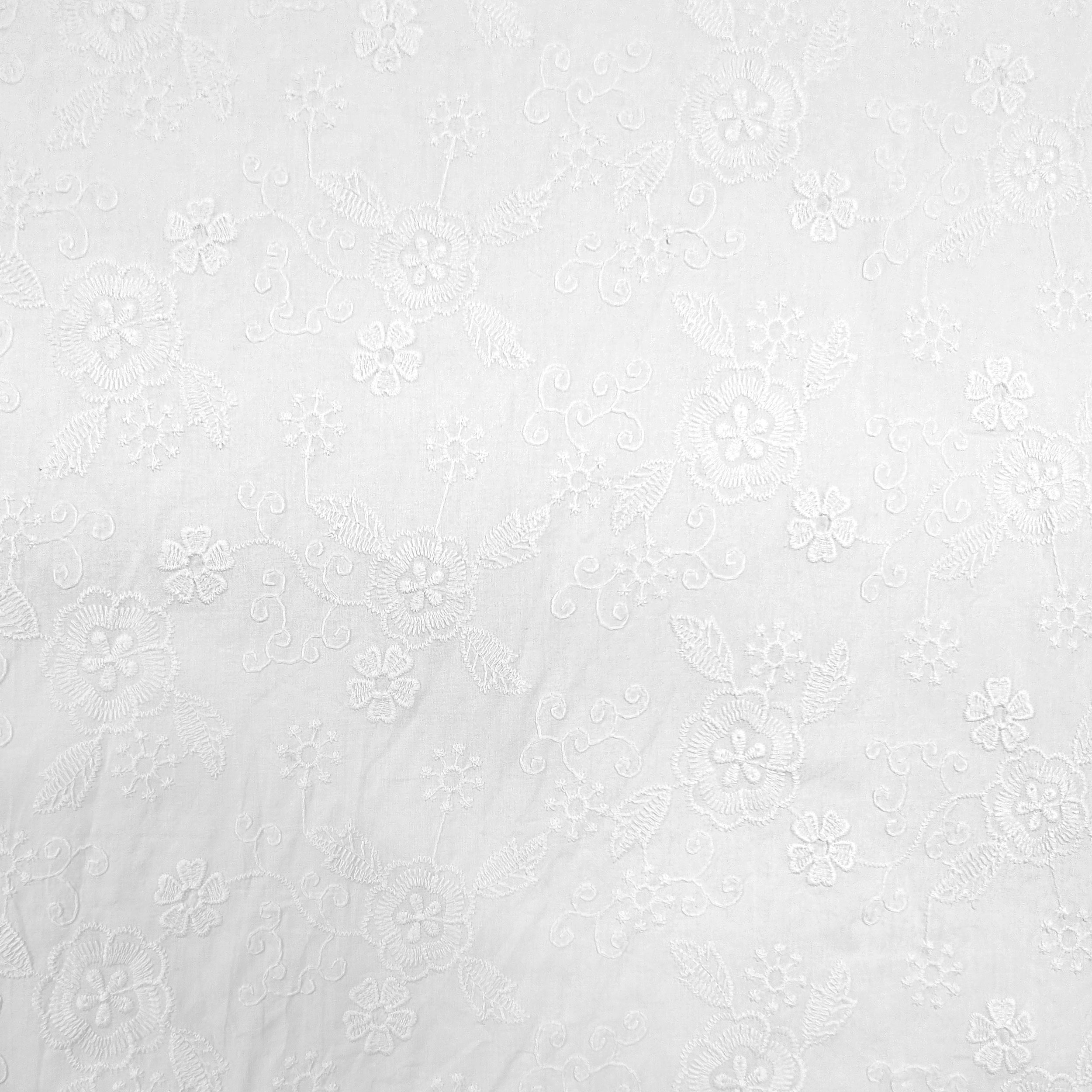 Sangallo di Cotone Bianco Doppio Smerlo Fiorellini Image