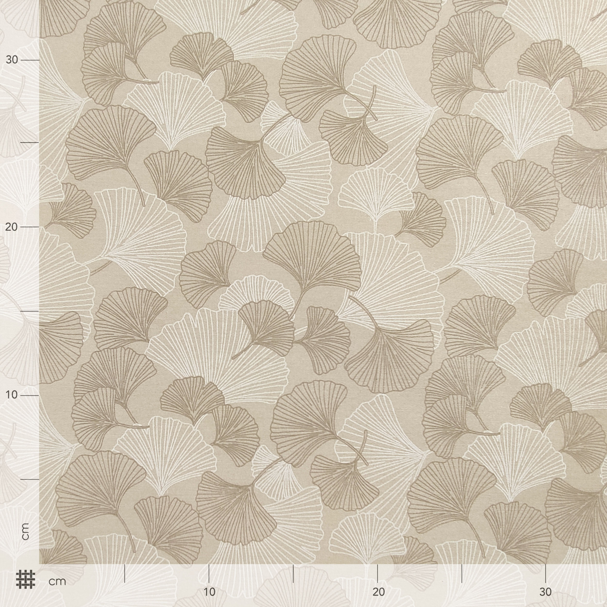 Tessuto per Tovaglia Resinata Foglie di Ginkgo Beige
