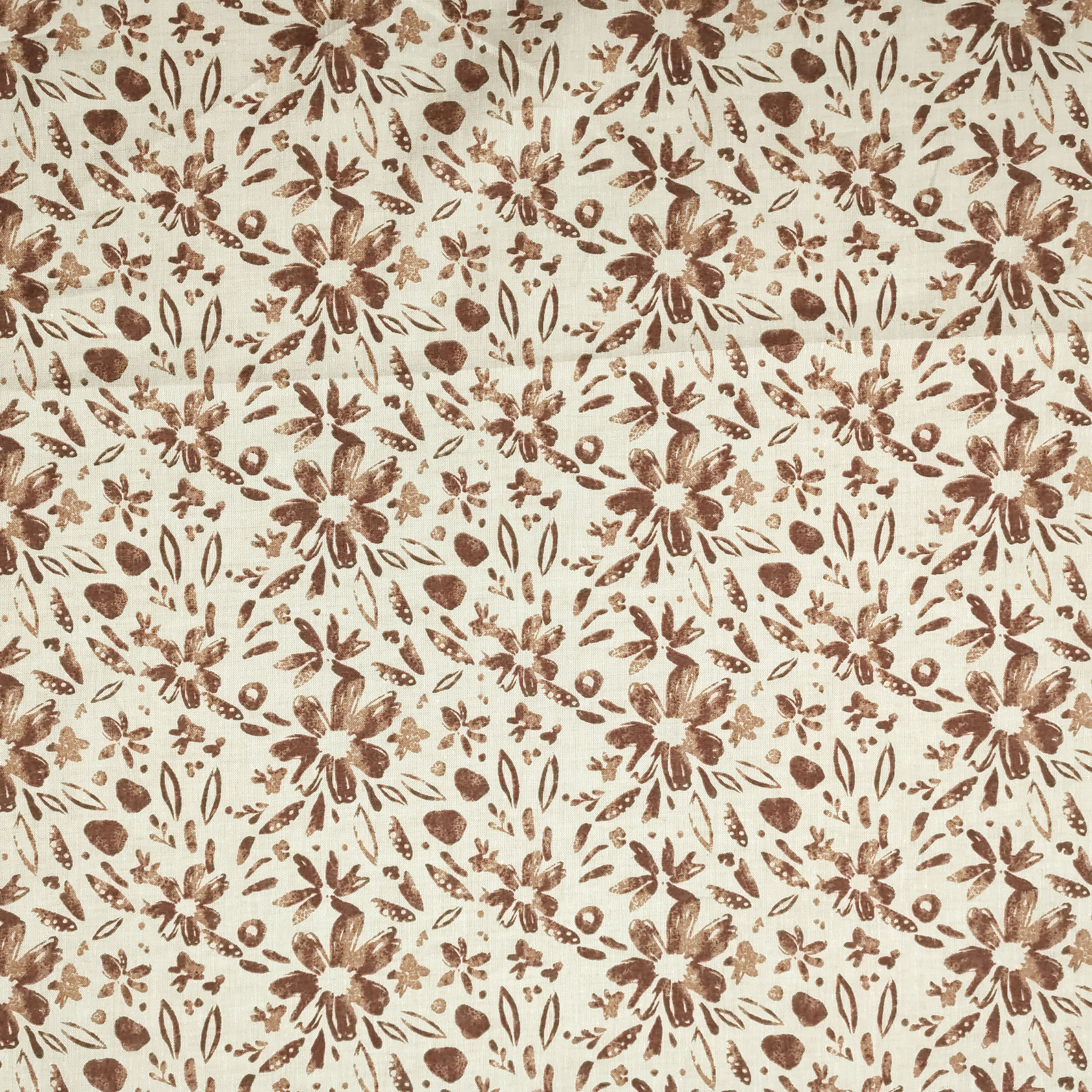 tessuto cotone online con fiori marroni