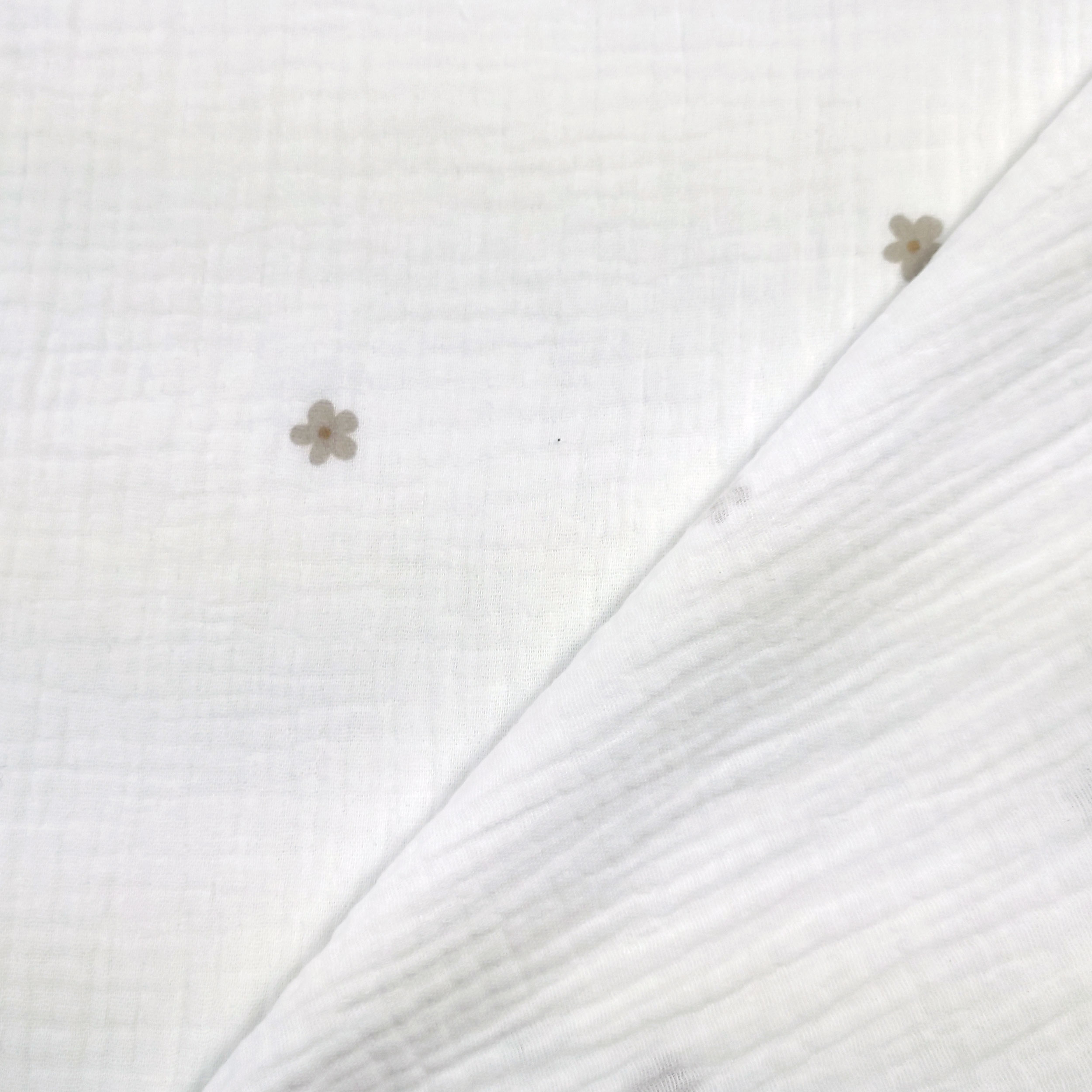 Mussola Cotone con Fiorellini Beige