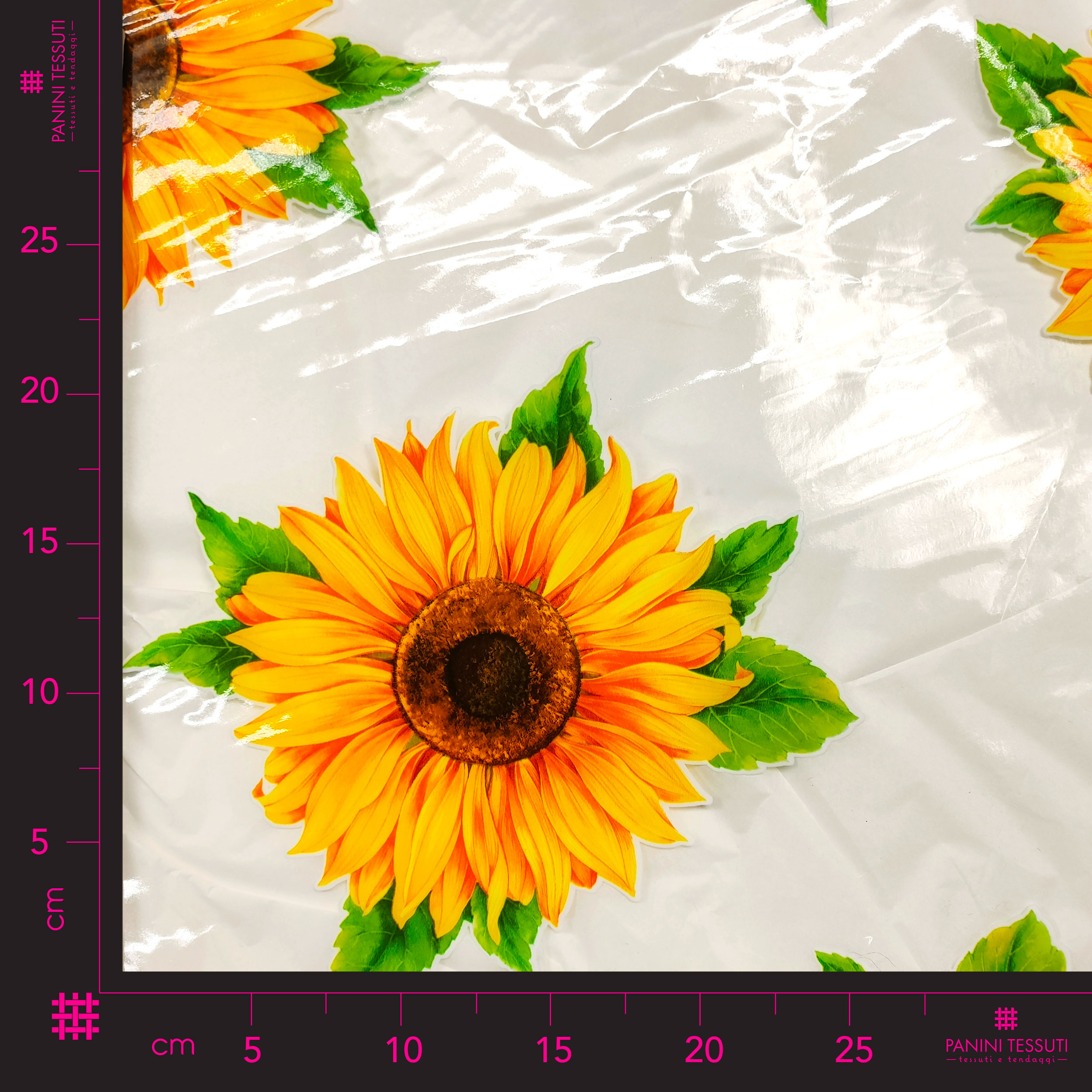 Tessuto per Tovaglia Plastificata Trasparente con Girasoli