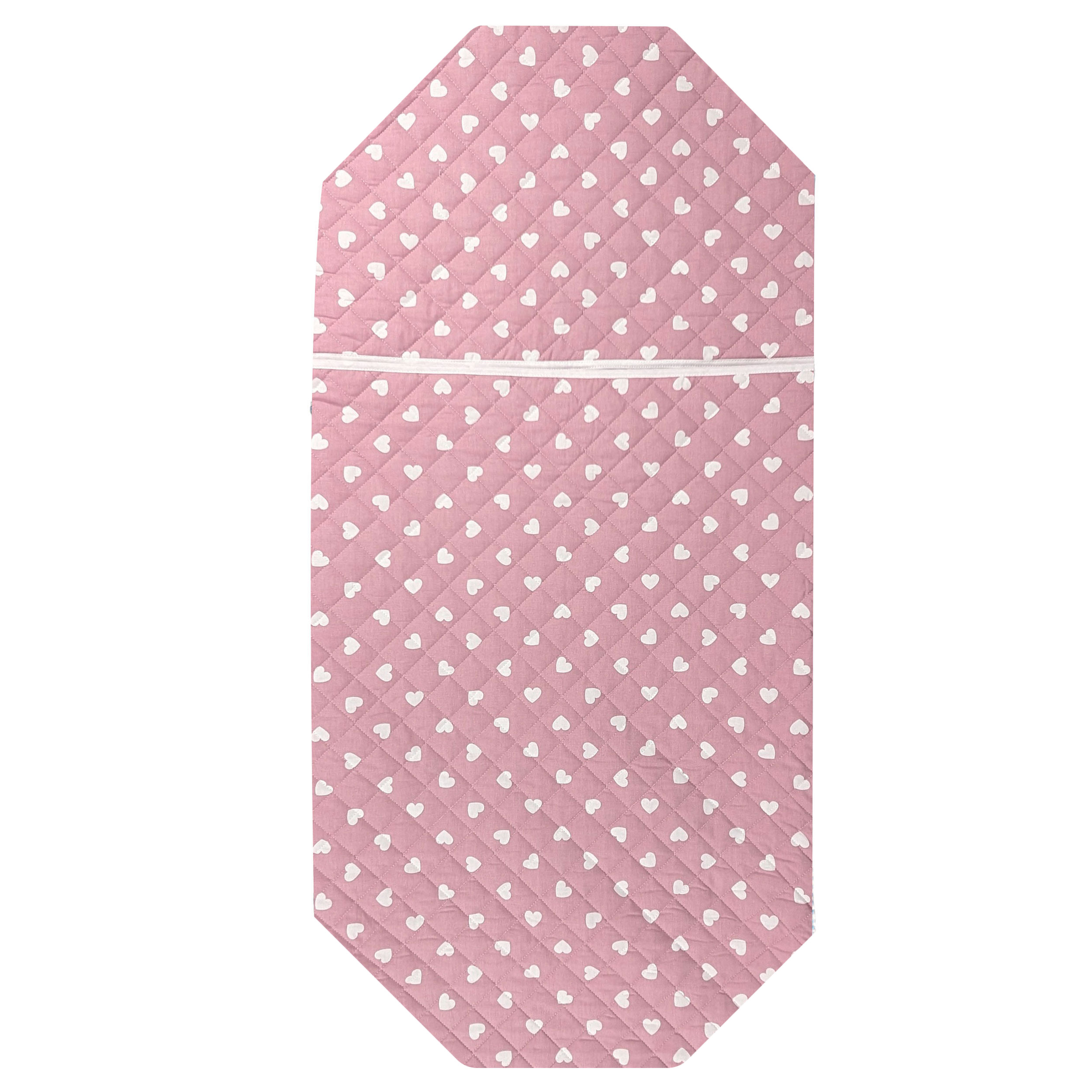 Sacco Nanna Sagomato per Brandine Cuori Bianchi con Sfondo Rosa Antico Image
