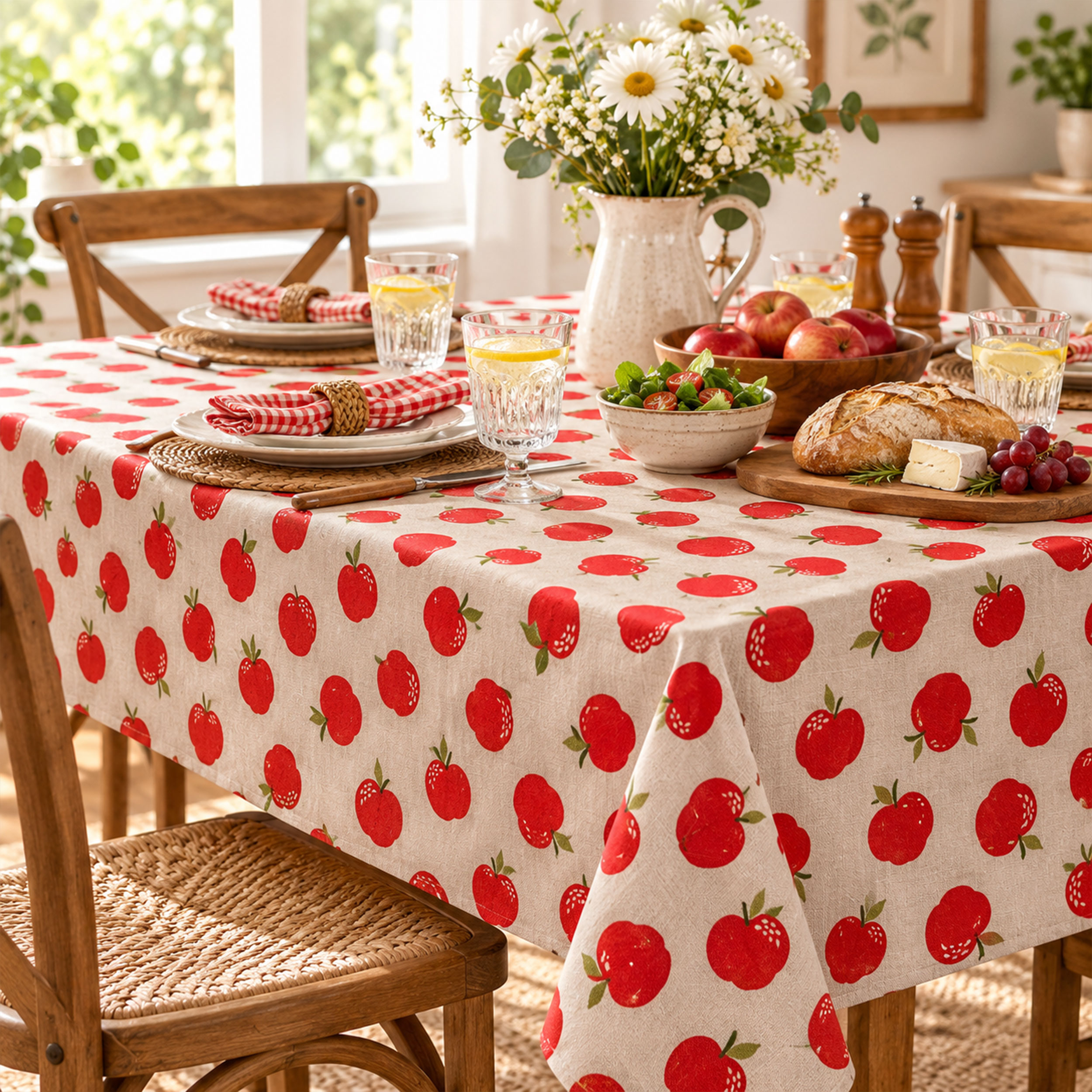 Tessuto Misto Cotone Mele Rosse Image