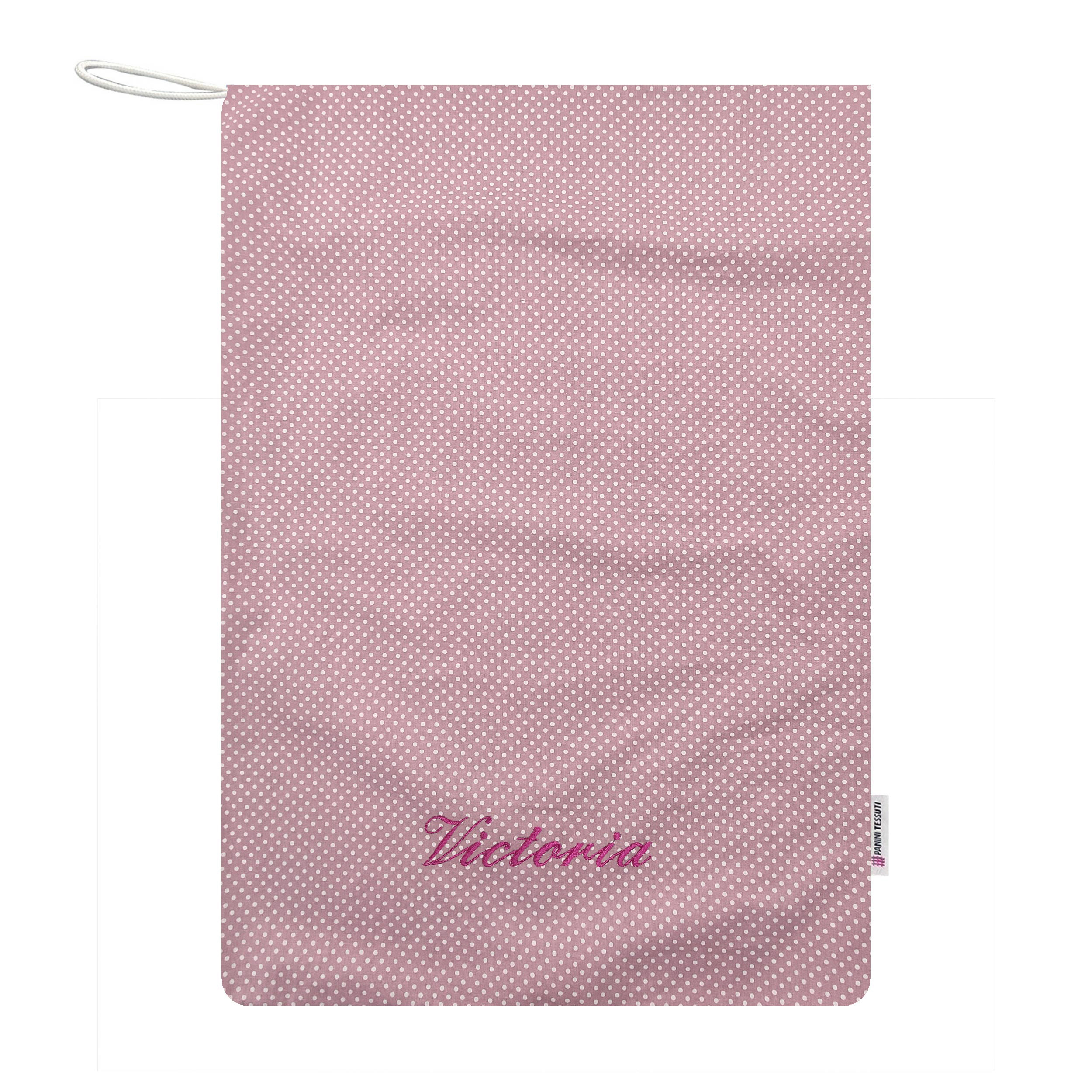 Sacchetto Asilo Rosa Antico con Pois