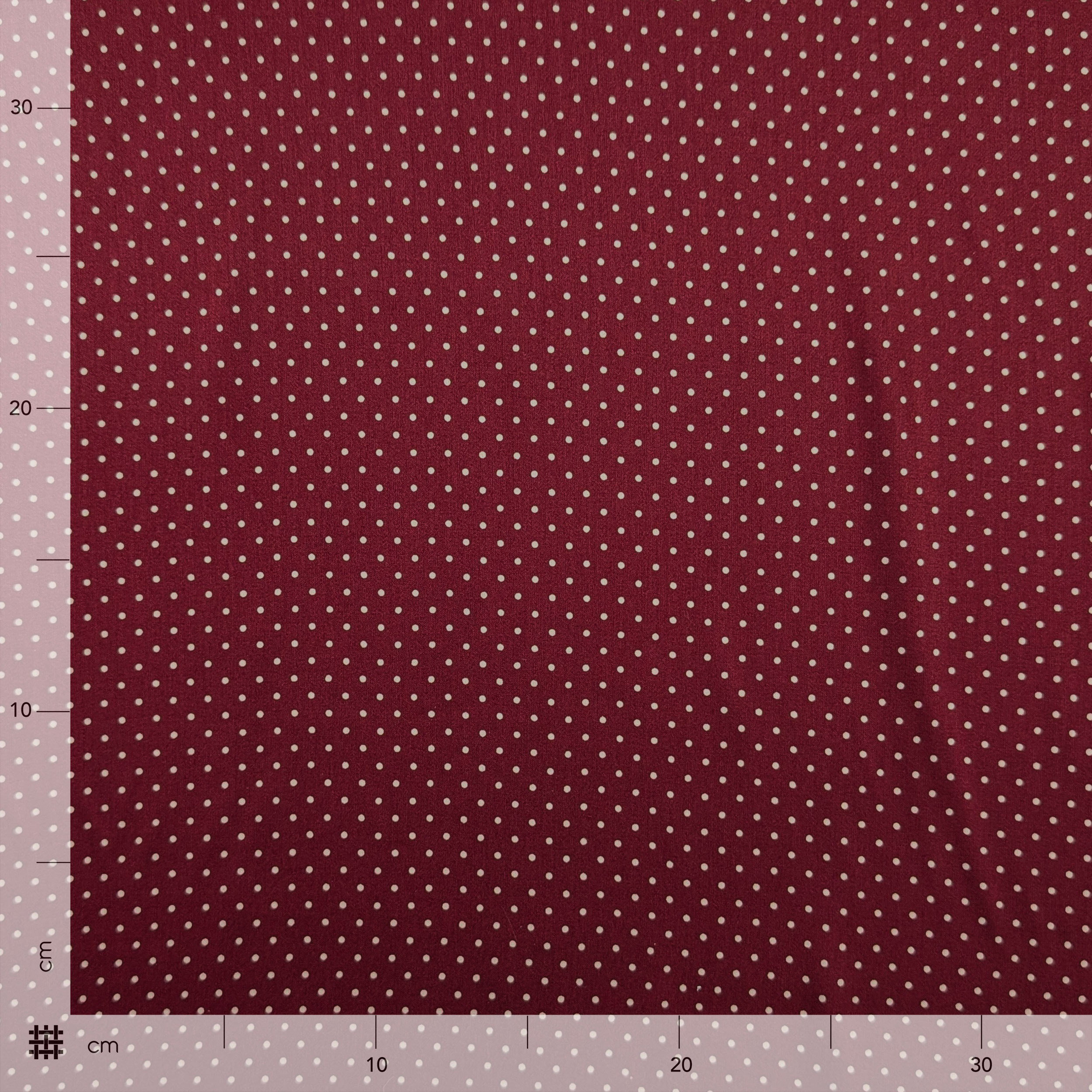 Tessuto Viscosa Bordeaux Pois Bianchi Image