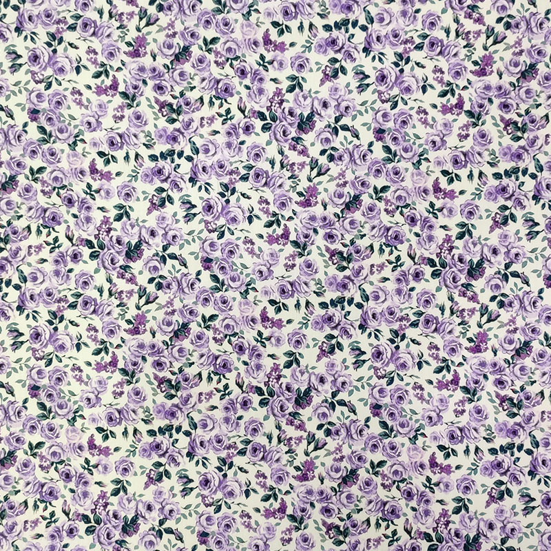 Tessuto di Cotone Roselline Viola