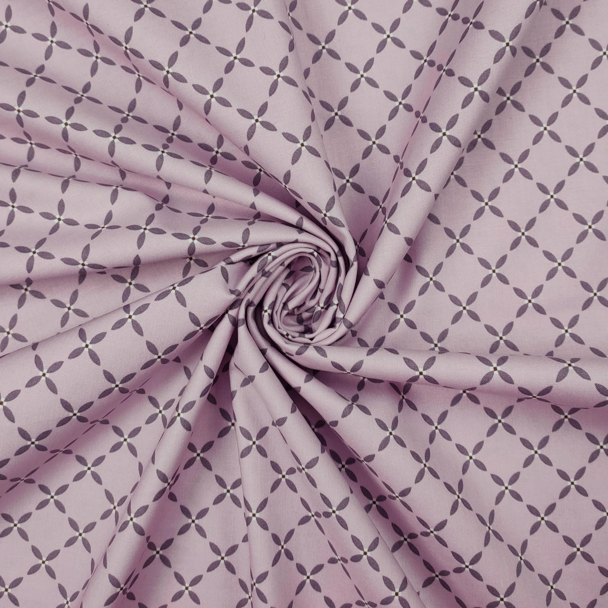 Cotone fantasia geometrica floreale lilla (1)