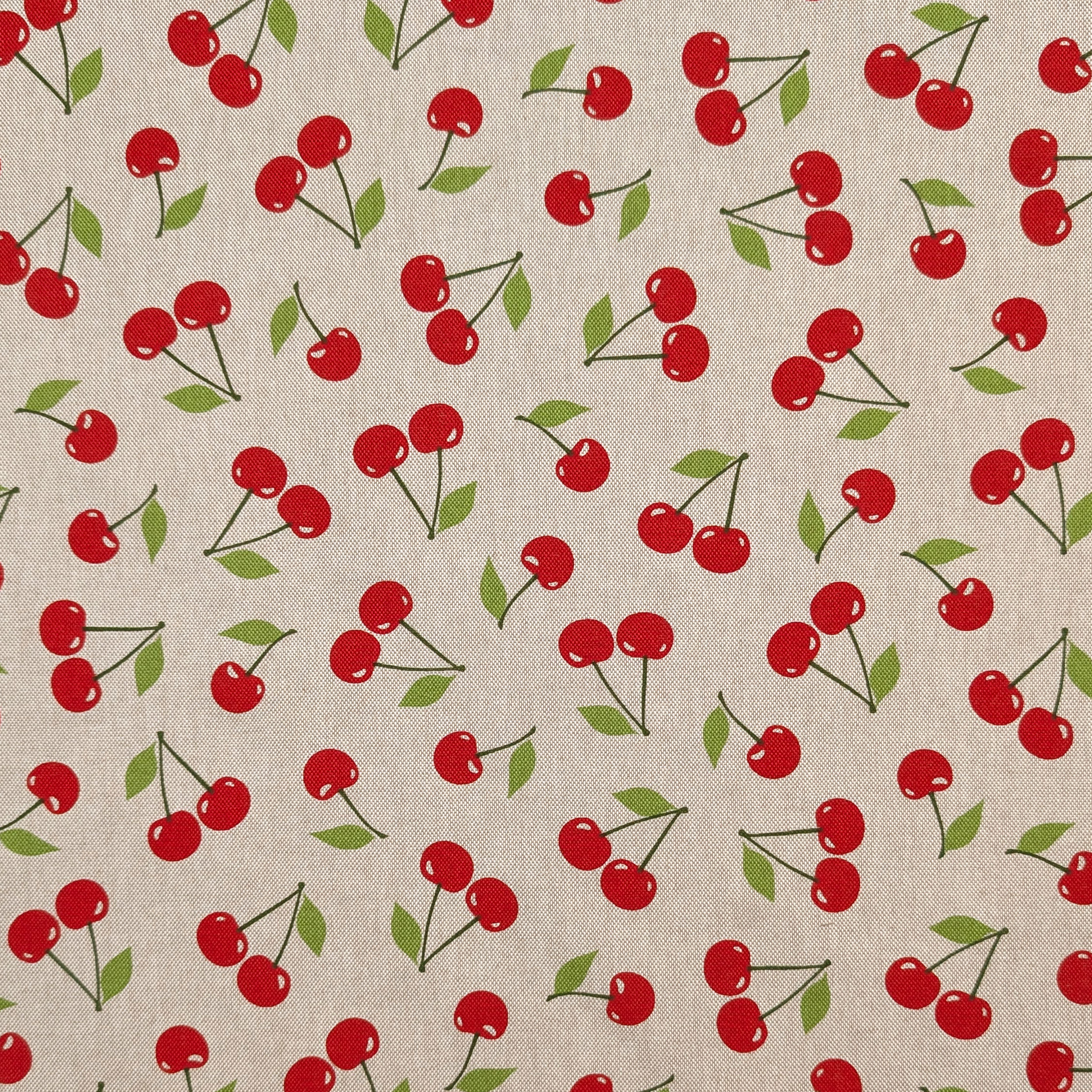 Tessuto Misto Cotone Ciliegie Rosse Image
