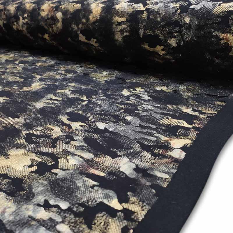 Tessuto Felpa Camouflage Effetto Metallizzato 