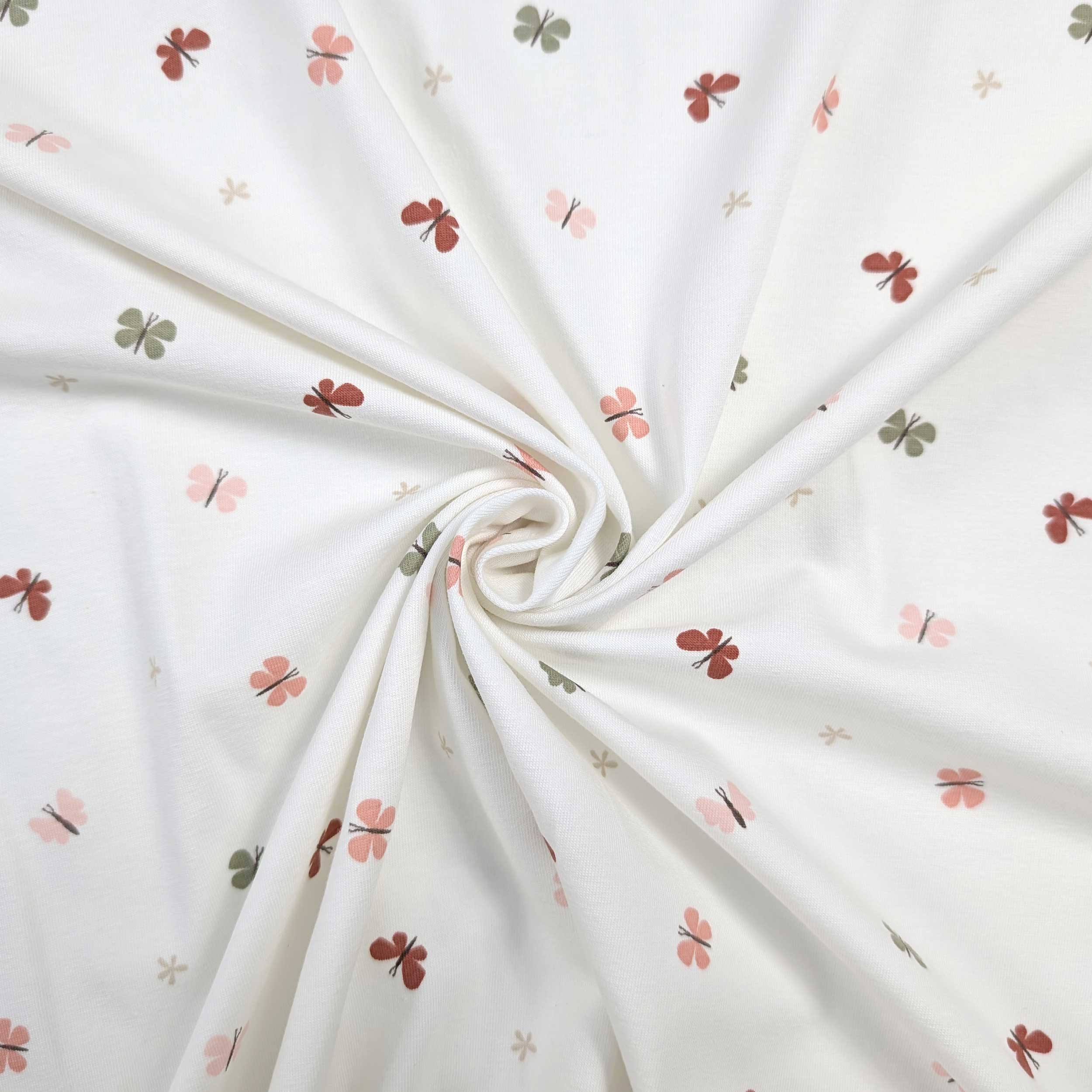 Jersey Cotone Bianco Piccole Farfalline Image