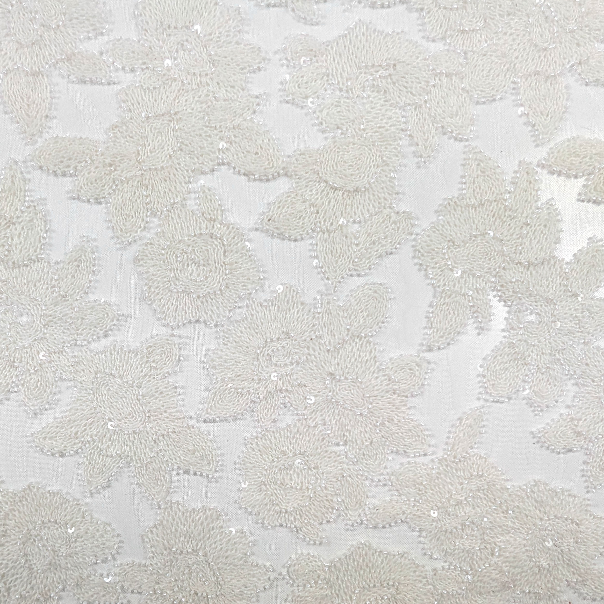 Pizzo Rose Lana Paillettes Bianco Image