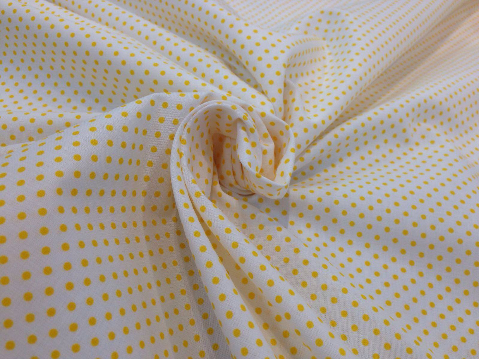 Tessuto cotone a pois gialli  2