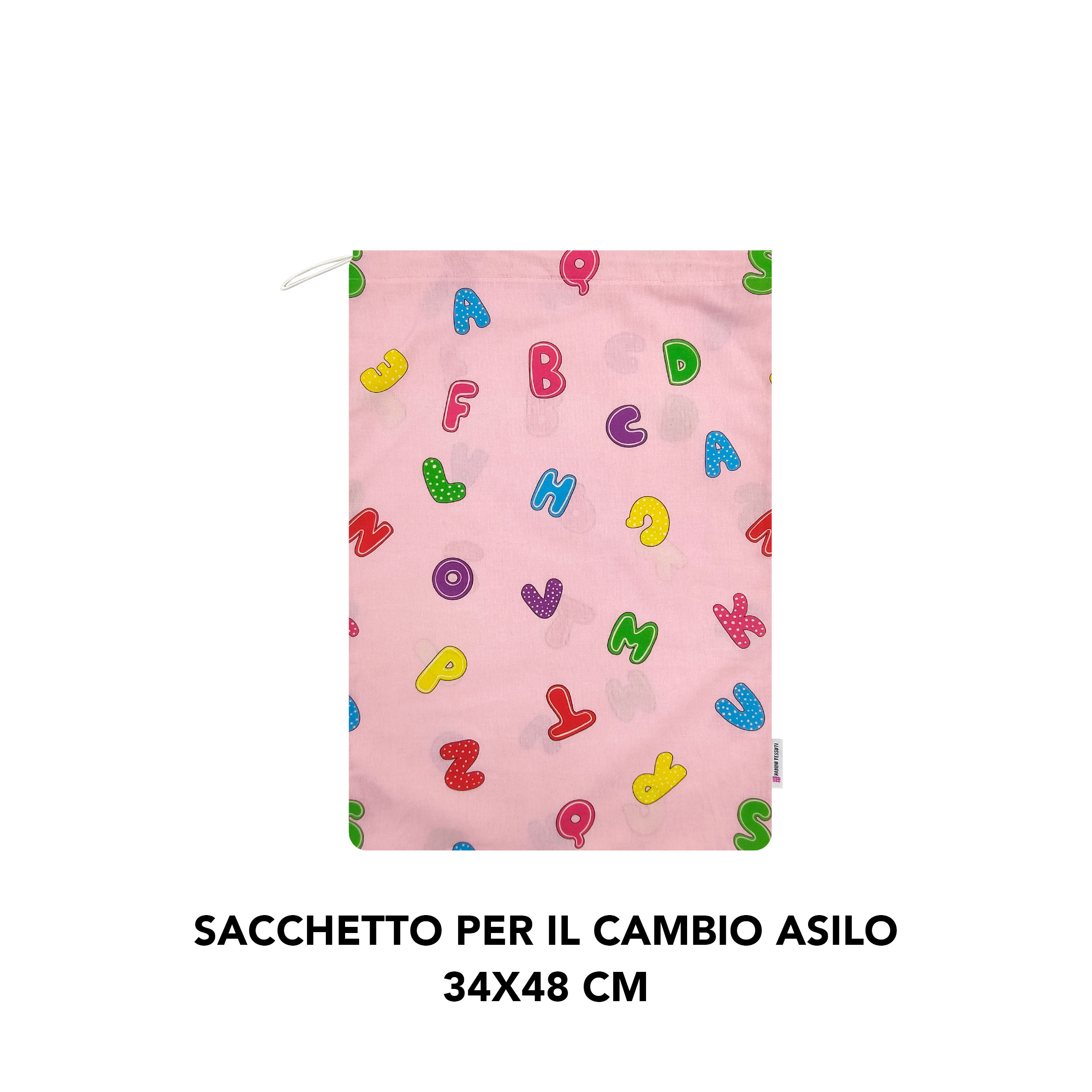  Sacchetto per il Cambio Asilo Alfabeto Sfondo Rosa
