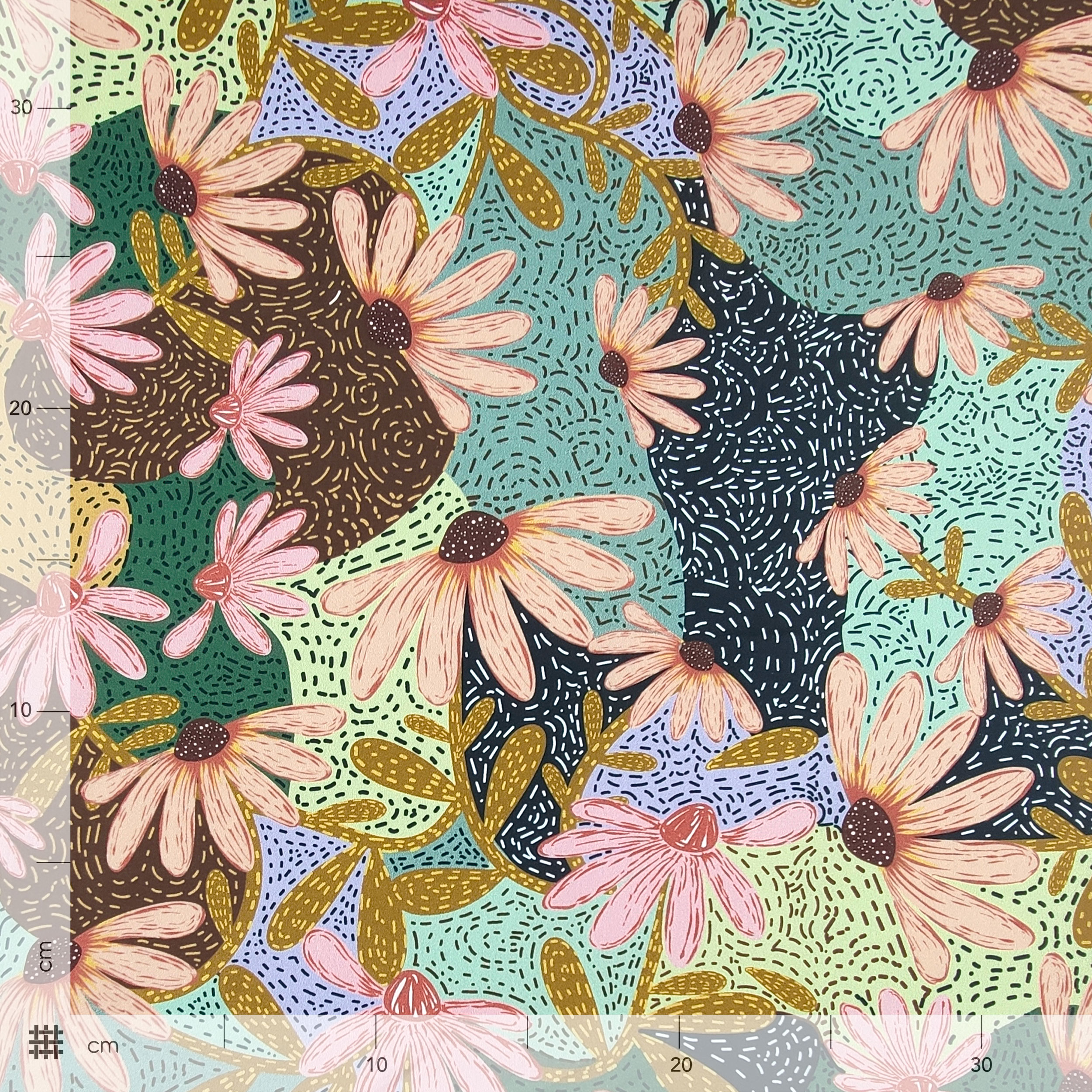 Rasatello di Cotone Fantasia Floreale Astratta