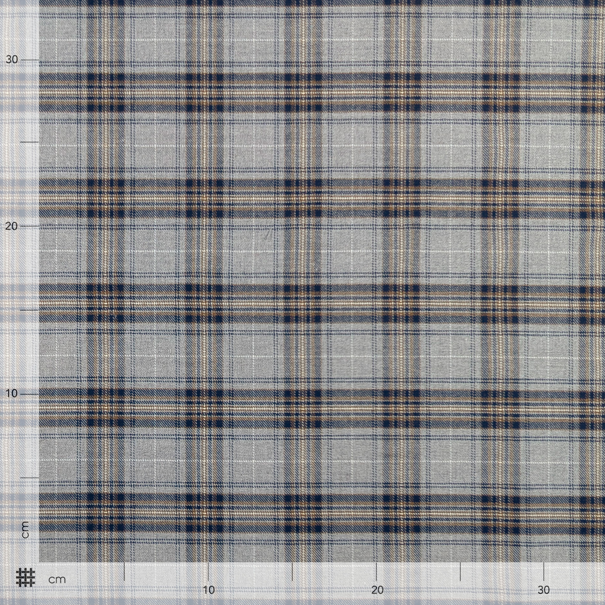 Tartan Righe Beige e Blu Sfondo Grigio Image