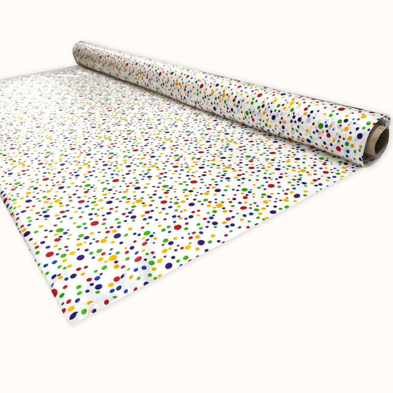 Tessuto Raso Carnevale Mini Pois Sfondo Bianco Image