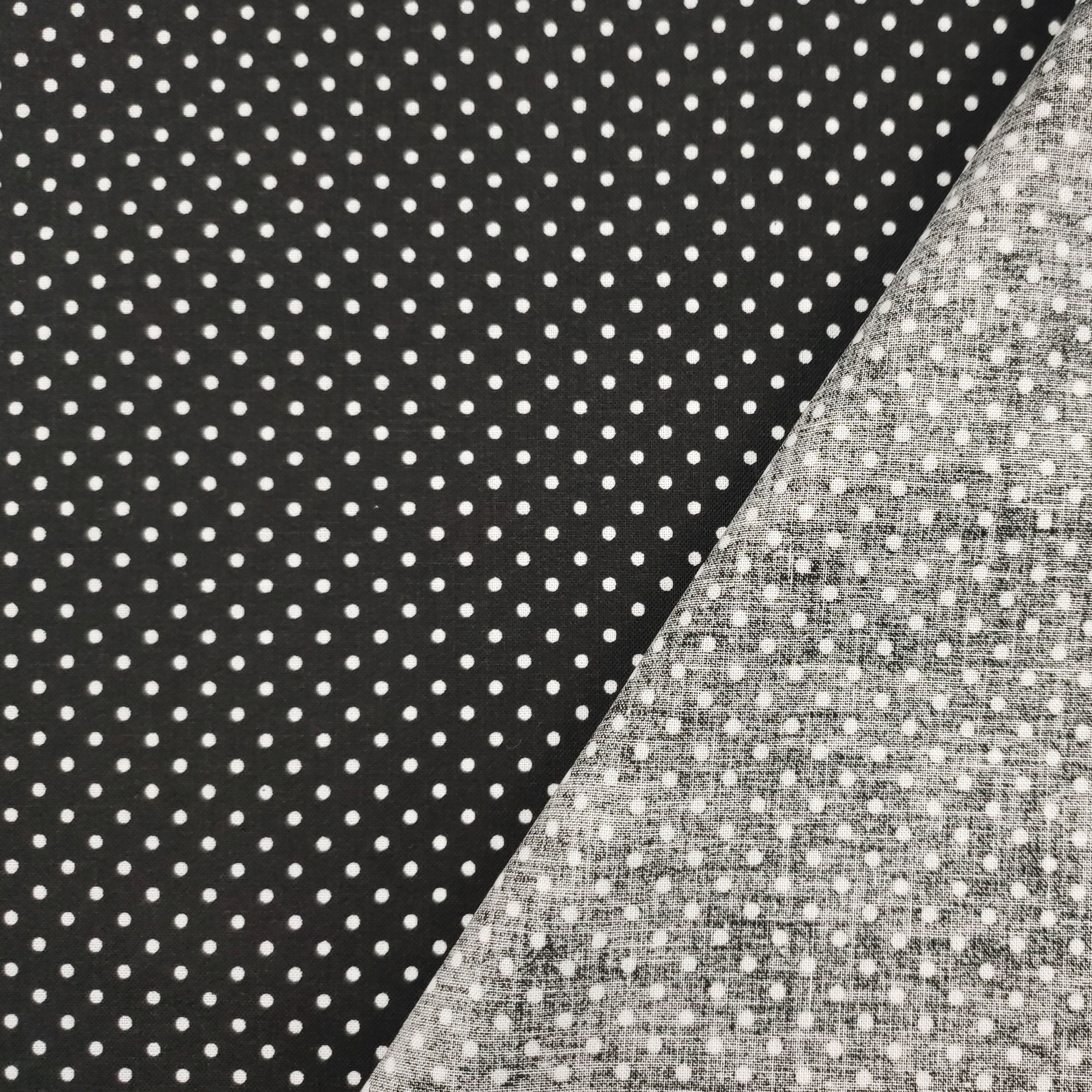 Tessuto Cotone Nero a Pois Image
