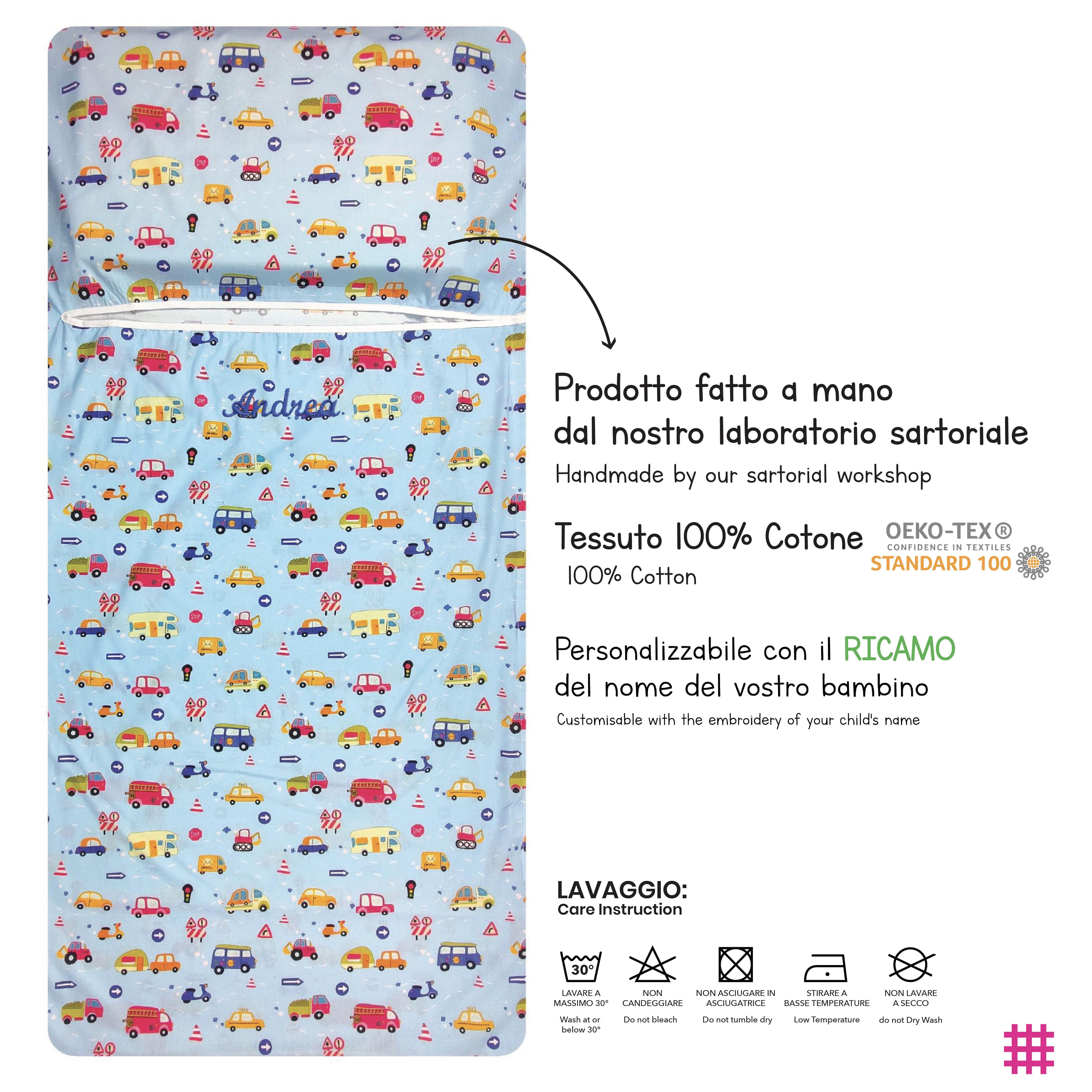 Sacco Nanna Estivo Macchinine Sfondo Azzurro Image