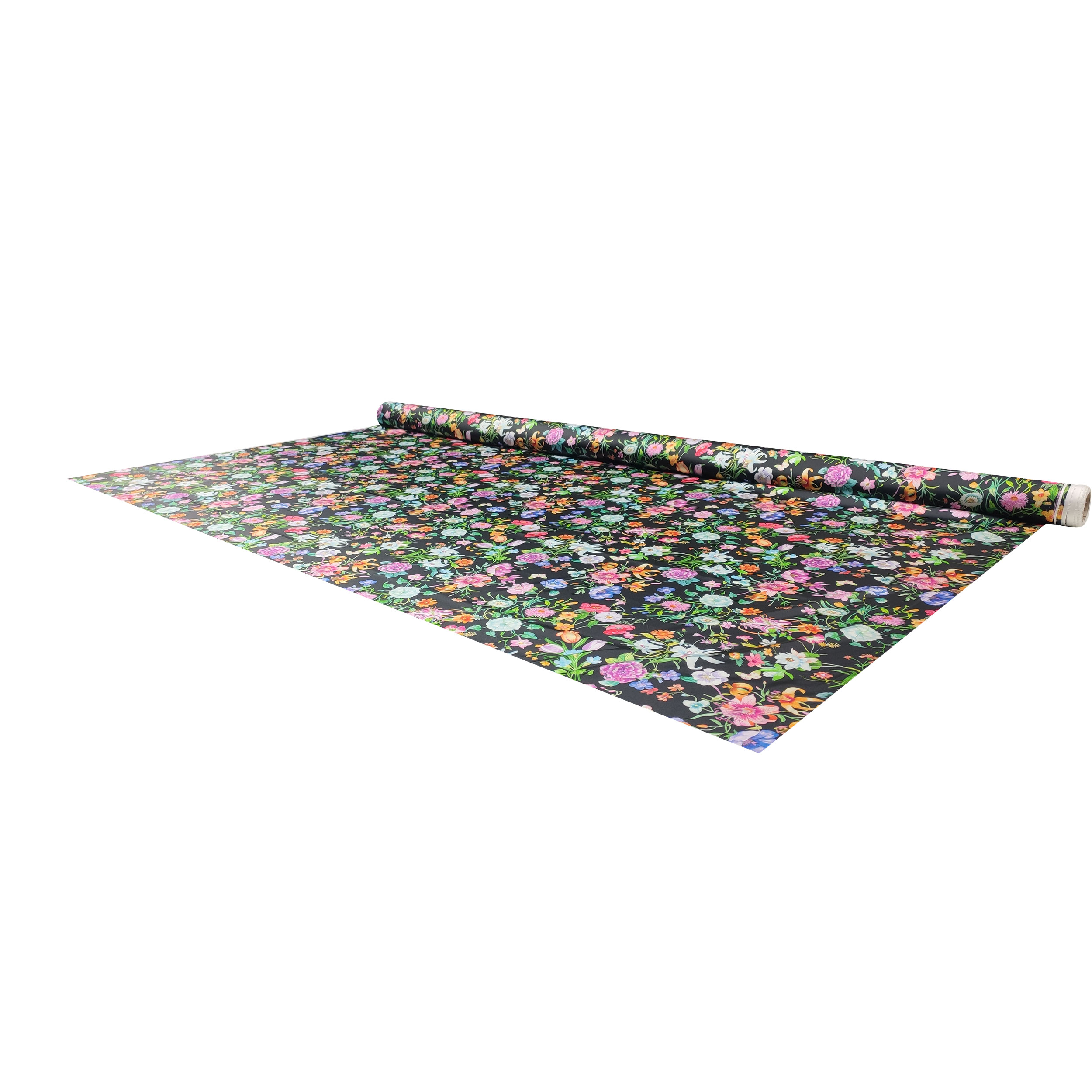Rasetto Elasticizzato Setato Moda Nero con Fiori