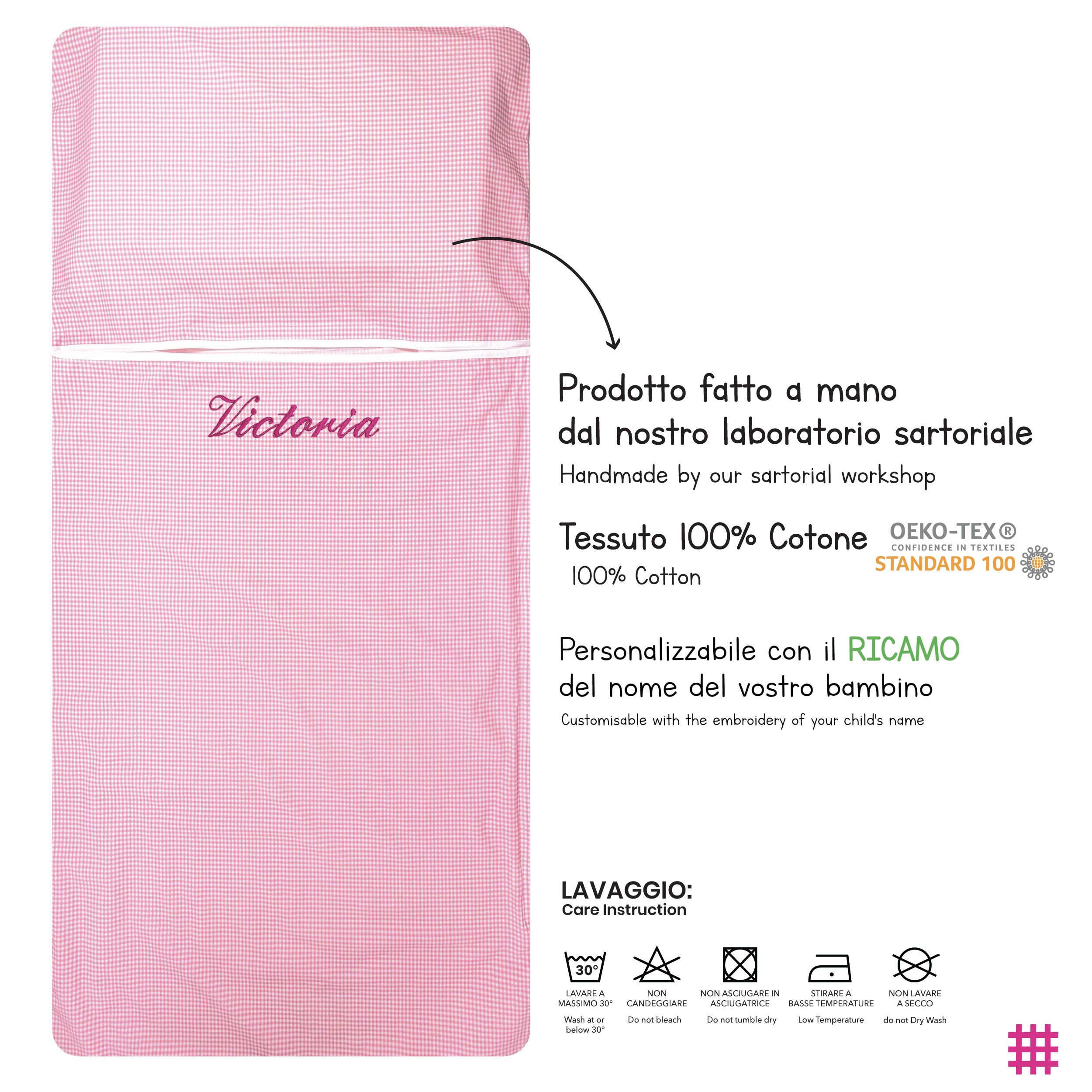 Sacco Nanna Estivo Quadretti Rosa Image