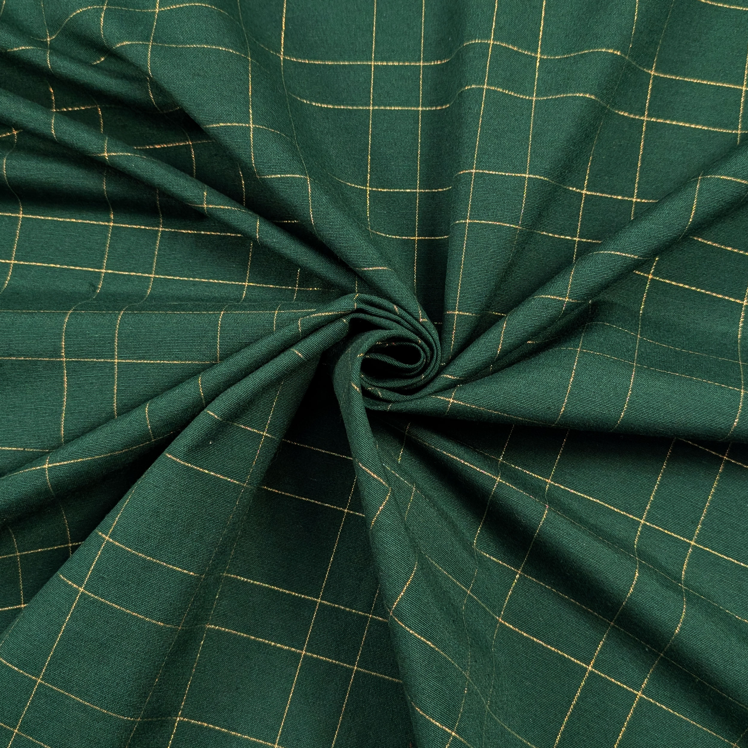 Misto Cotone Natalizio Verde Righe Oro Lurex Image