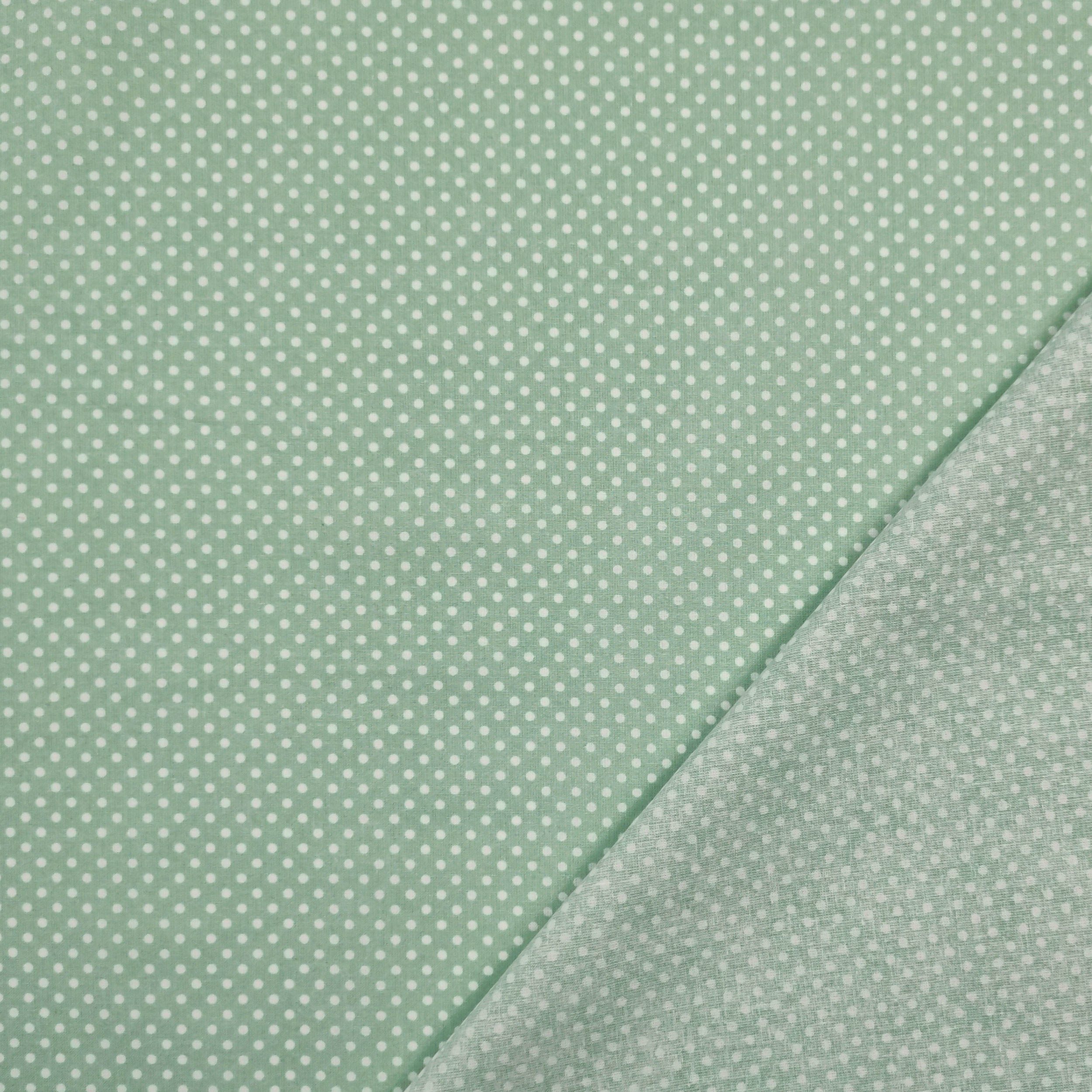 Tessuto Cotone Menta Pois Bianchi Image