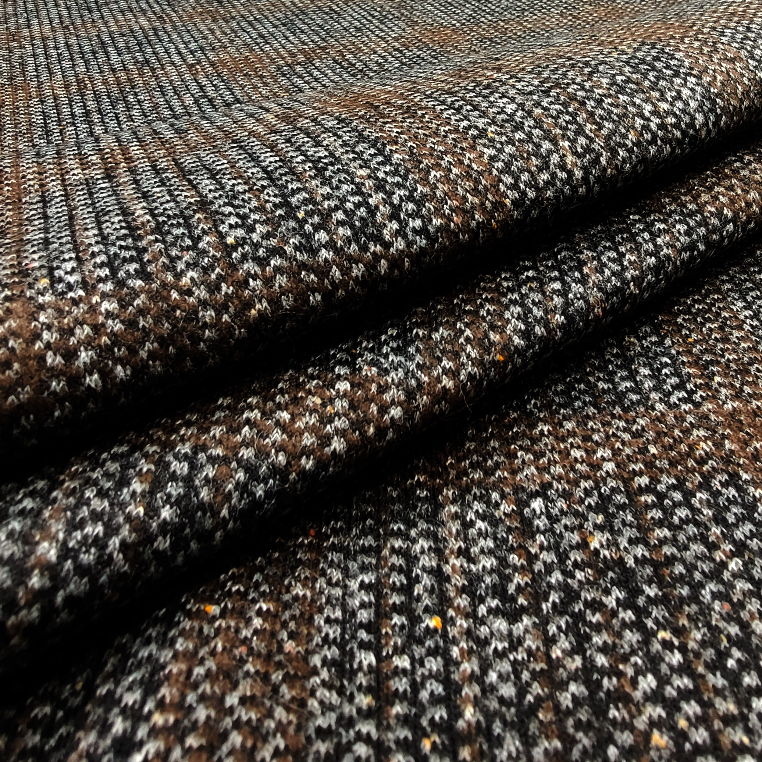 stoffa neoprene tartan in lana e grigio