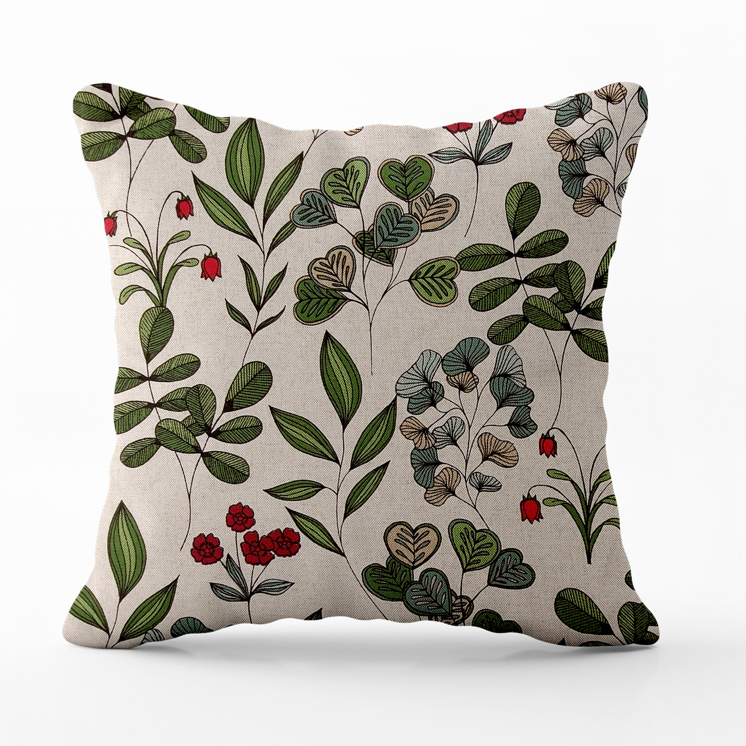 Federa per Cuscini 40x40 cm con Foglie e Fiori