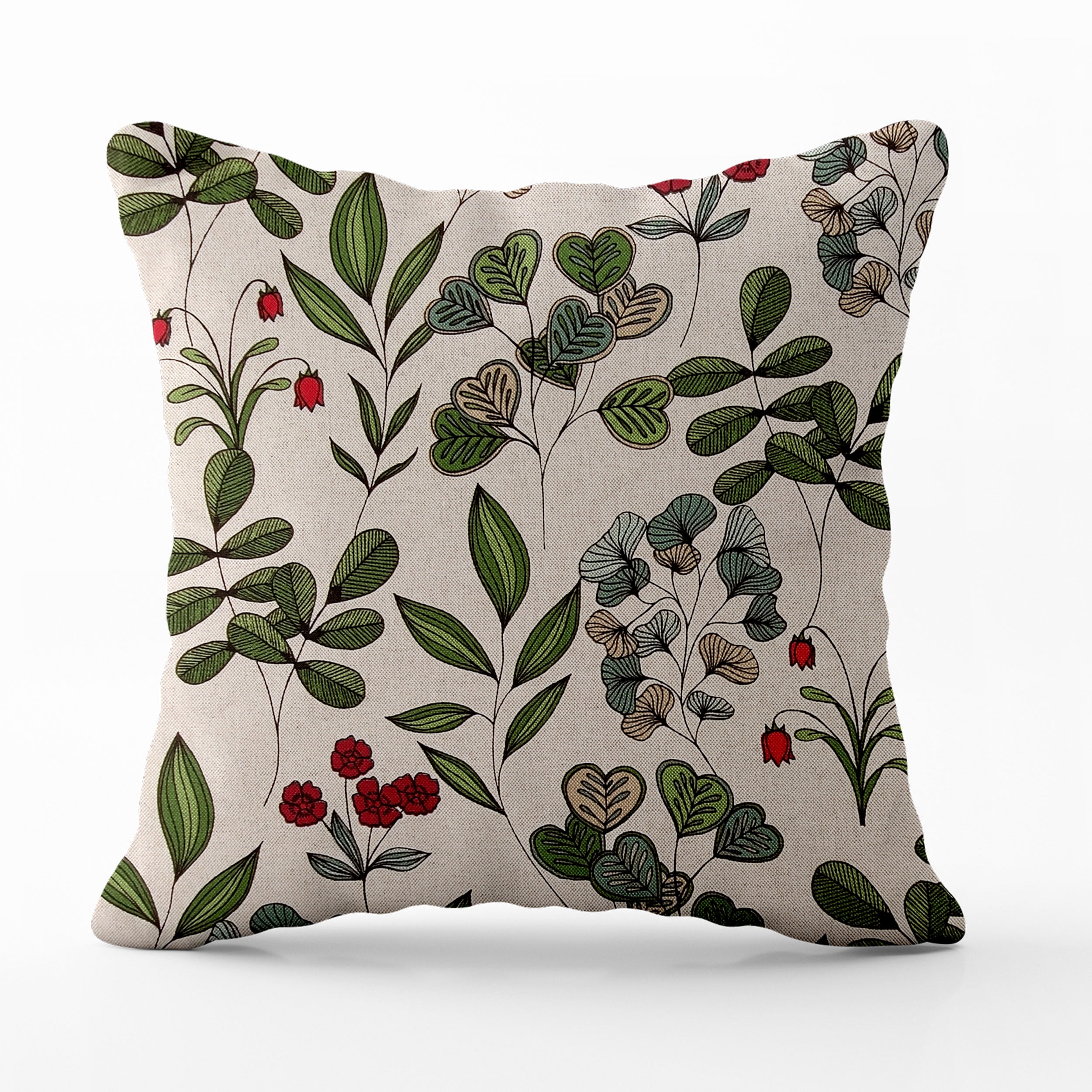 Federa per Cuscini 40x40 cm con Foglie e Fiori - Main Image