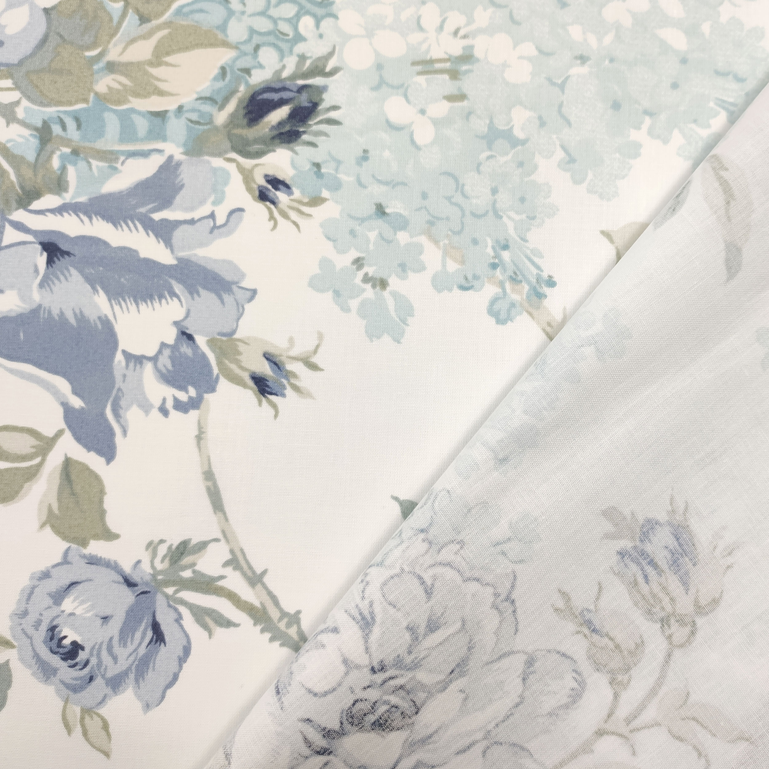 Tessuto Cotone Rose Blu