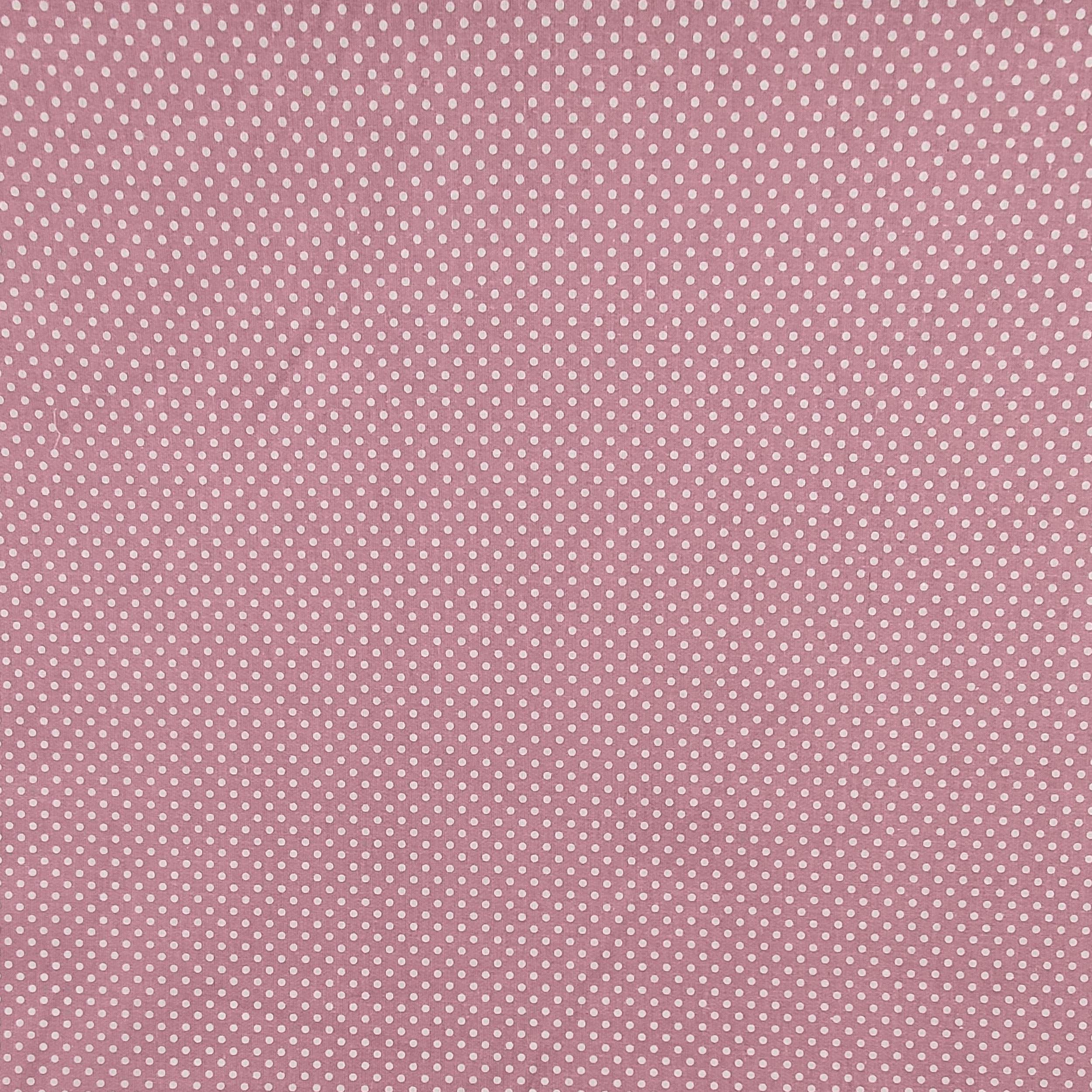 cotone pois bianchi sfondo rosa antico al metro