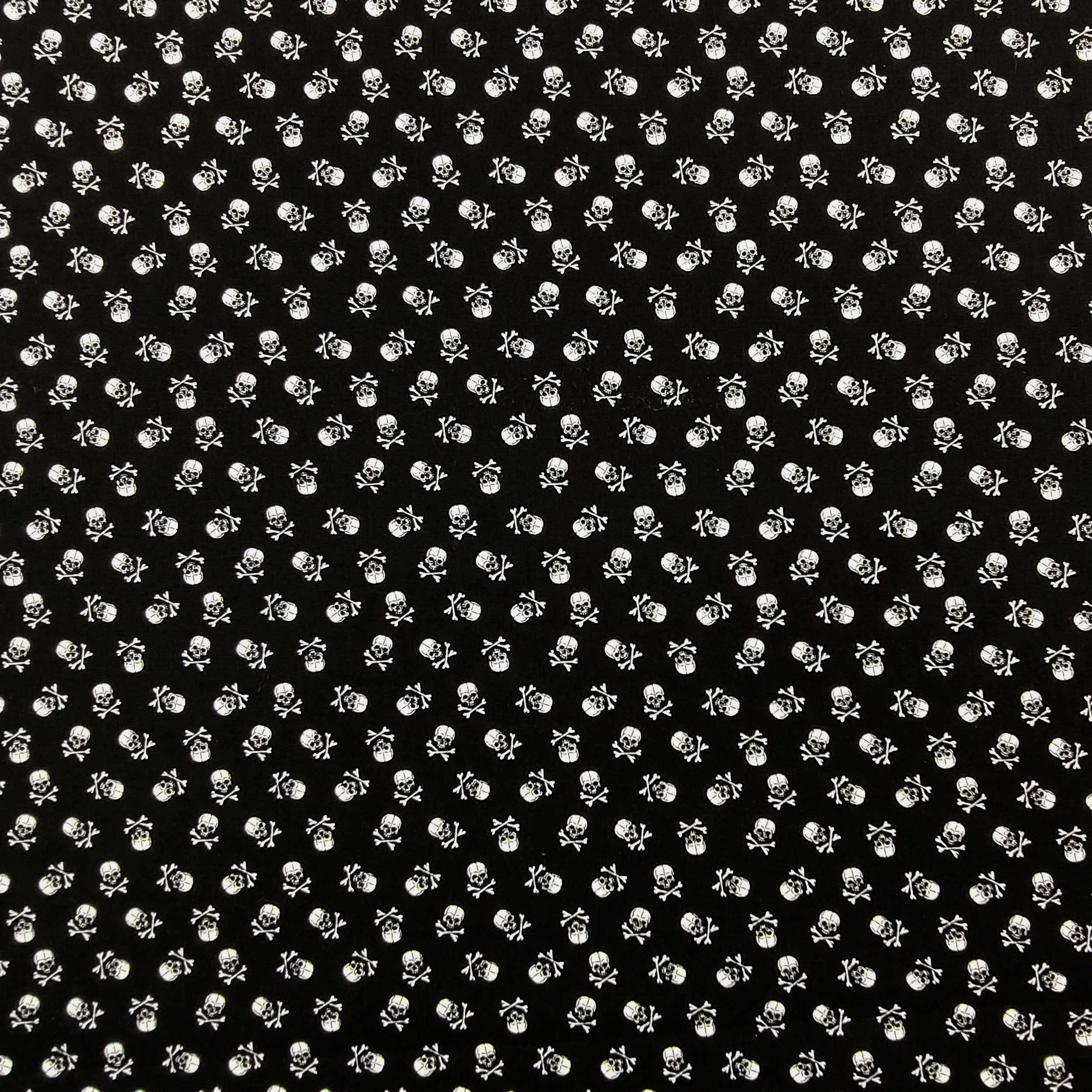 Cotone Sfondo Nero Fantasia Mini Teschi