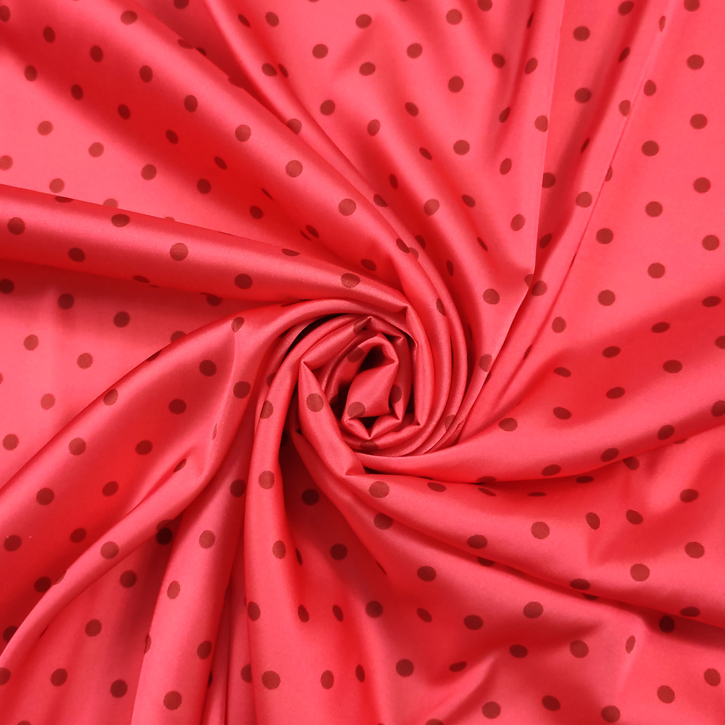 Rasetto Elasticizzato Setato Alta Moda Pois Sfondo Corallo