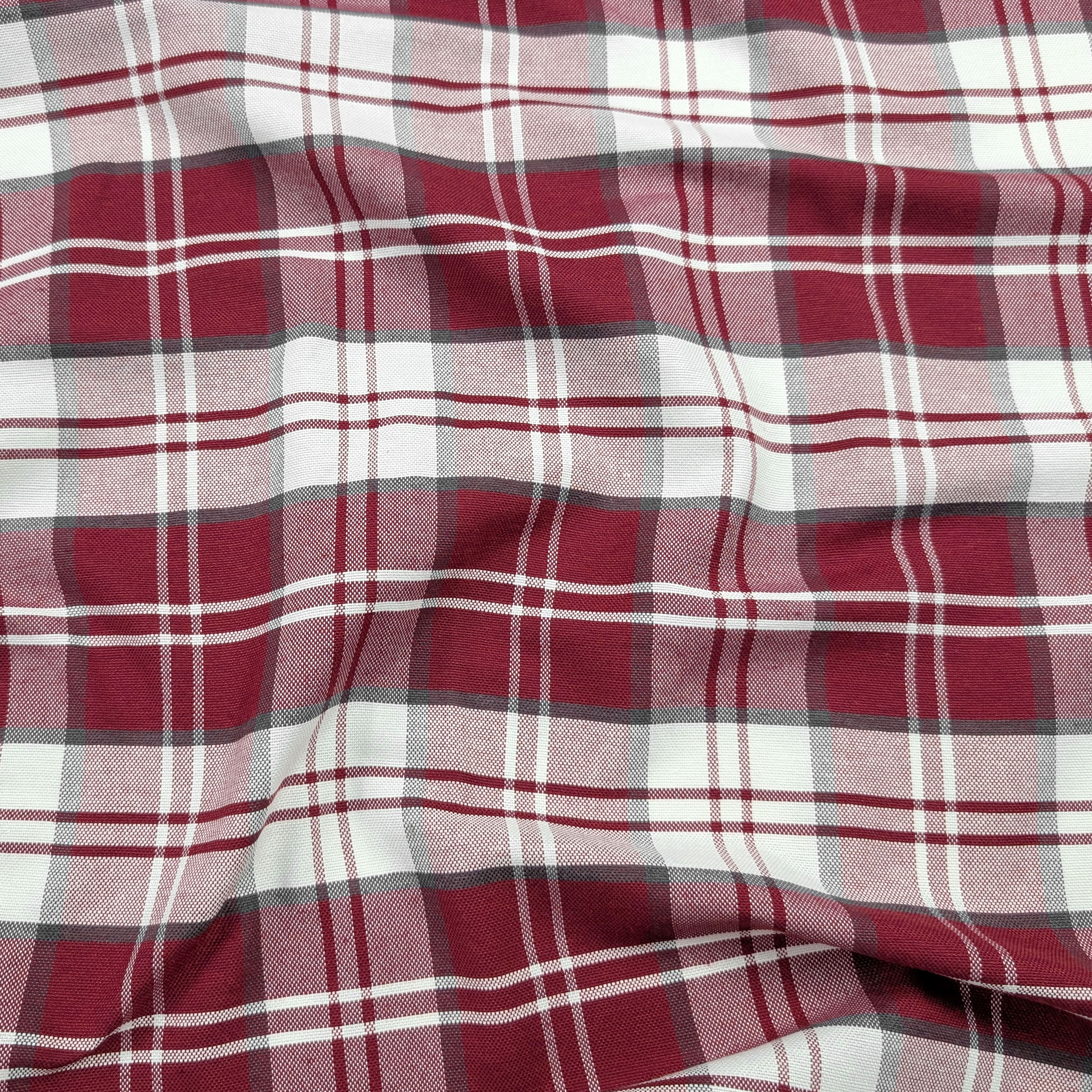 Tessuto Tinto In Filo Tartan Bordeaux Image