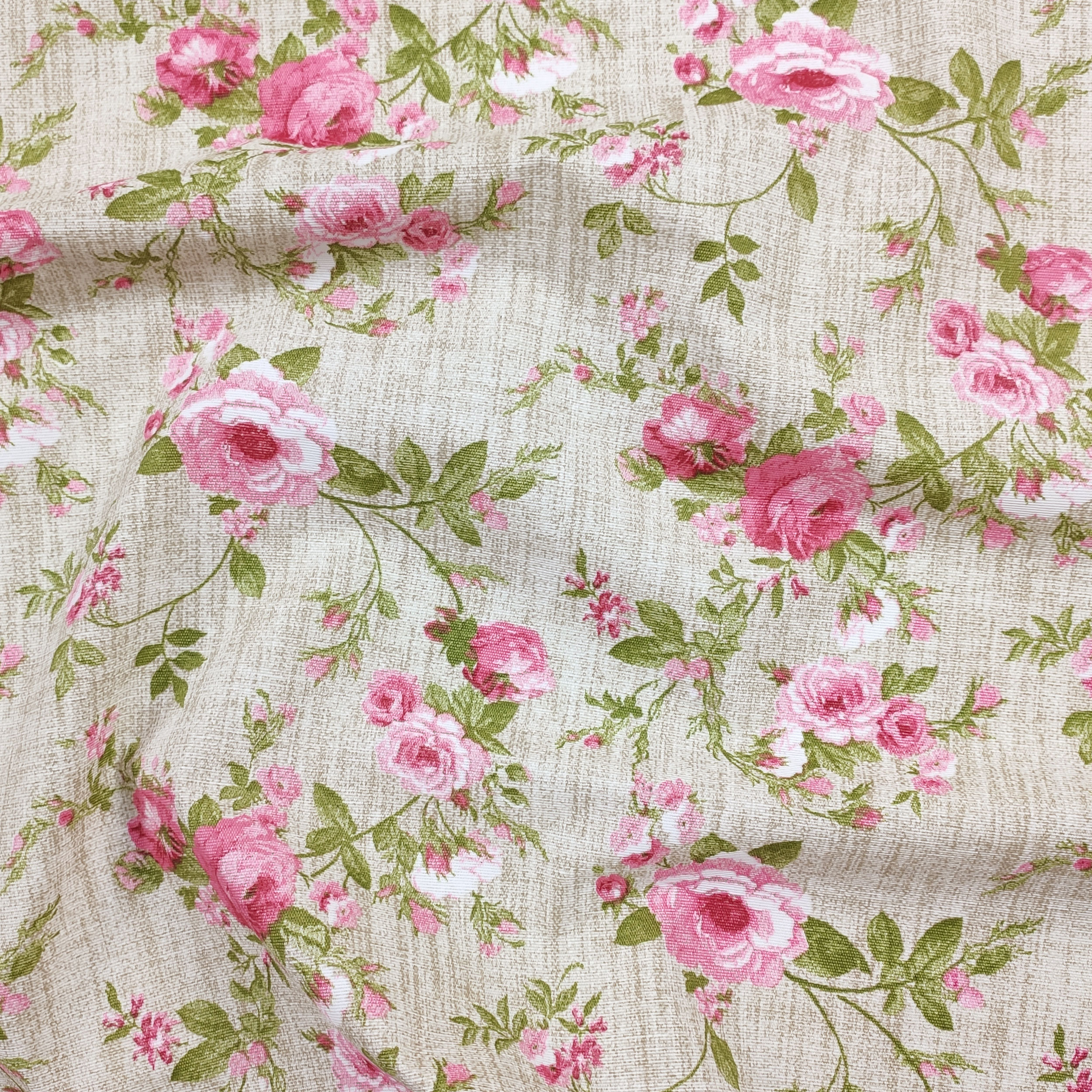 Tessuto per Tovaglia Resinata Rose Sfondo Beige Image