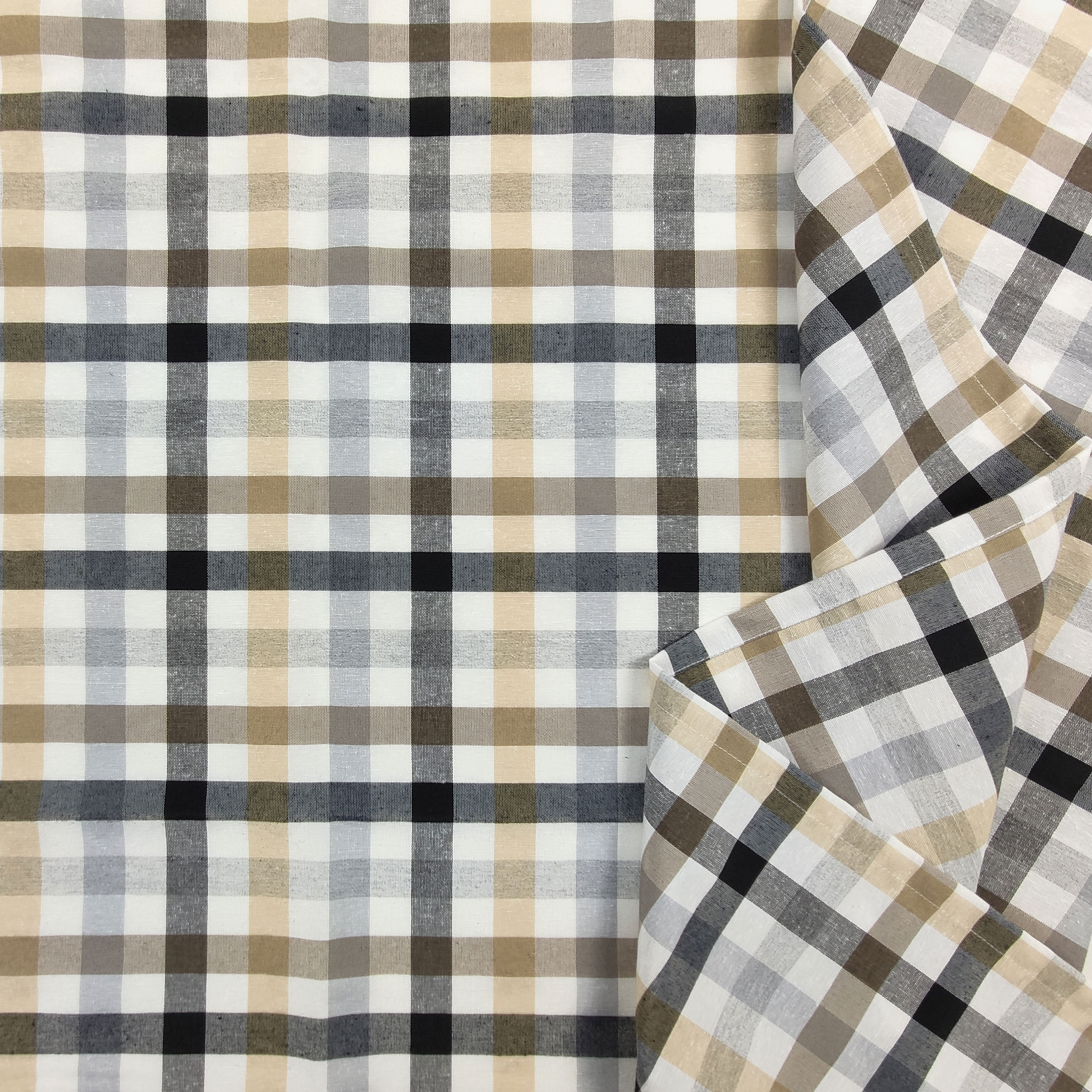 Tovaglia Confezionata Quadretti Grigi Beige 140x240 cm Image