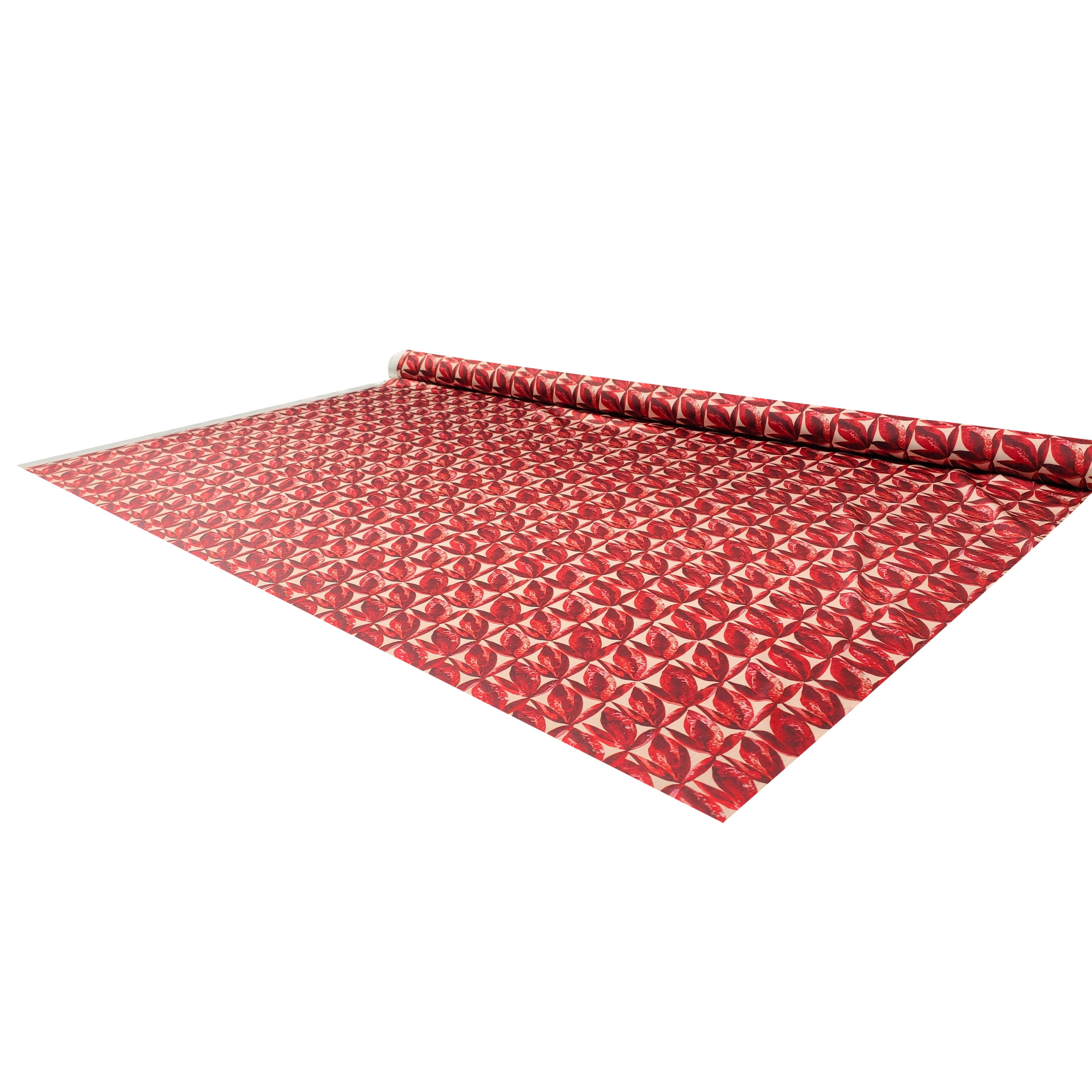 Raso Setato Alta Moda Foliage Rosso