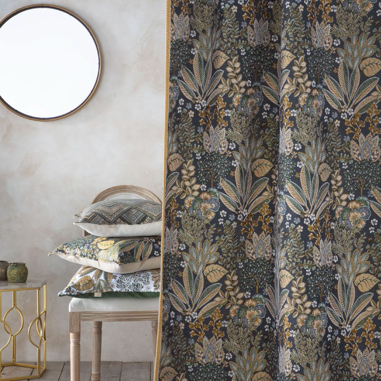 Jacquard Floreale Toni del Blu H 280 cm Image
