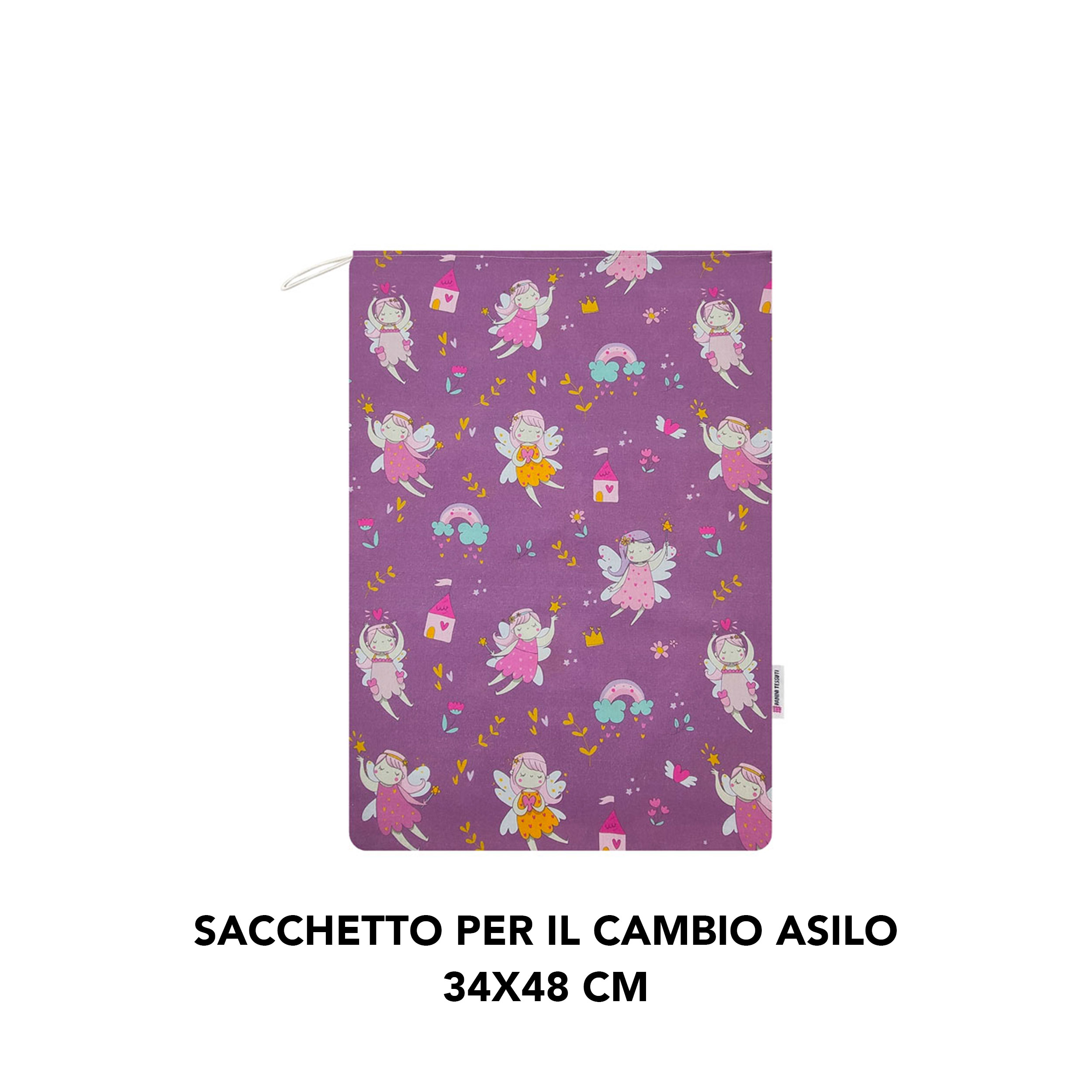 Sacchetto per il Cambio Asilo Fatine Sfondo Lilla