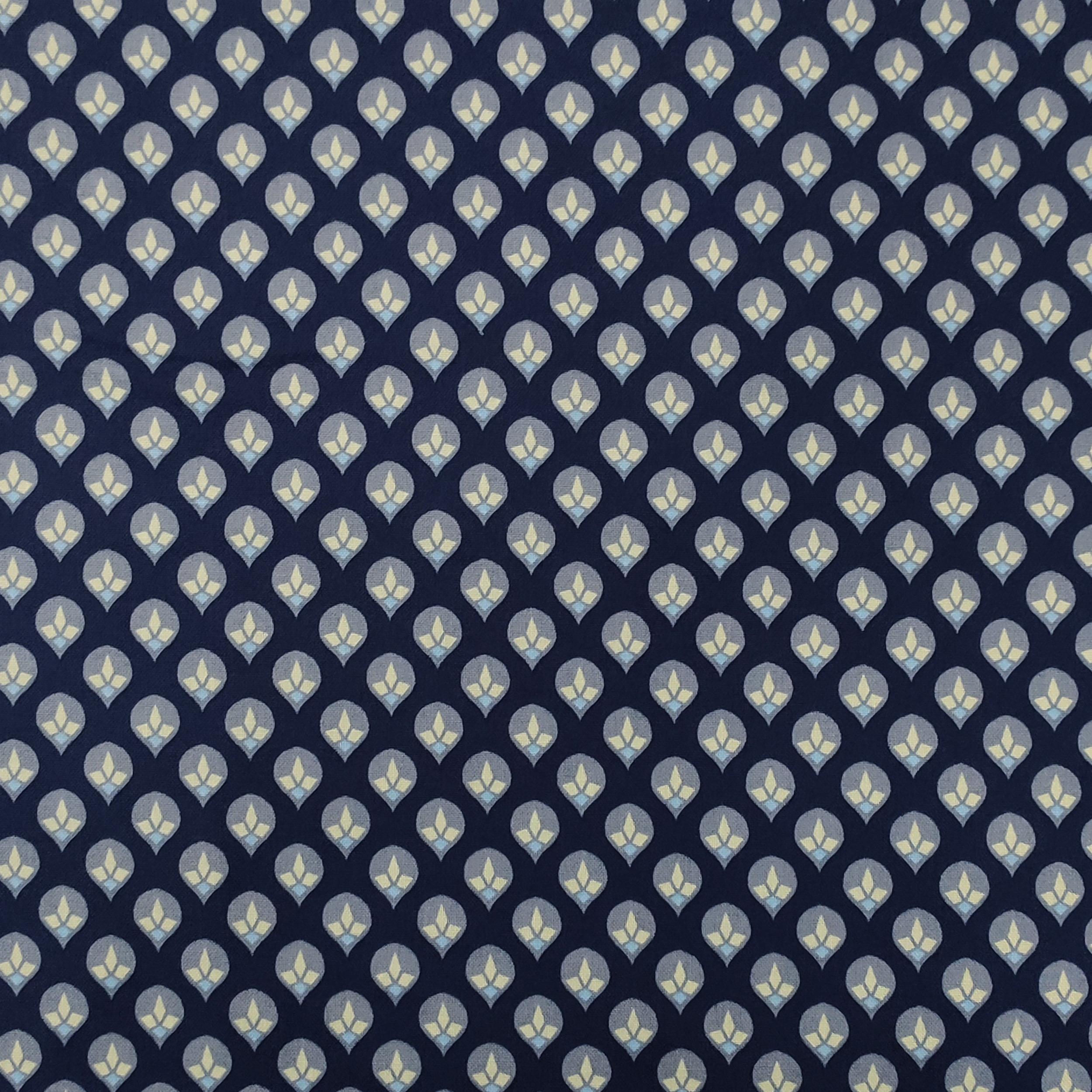 Tessuto cotone gocce di rugiada blu