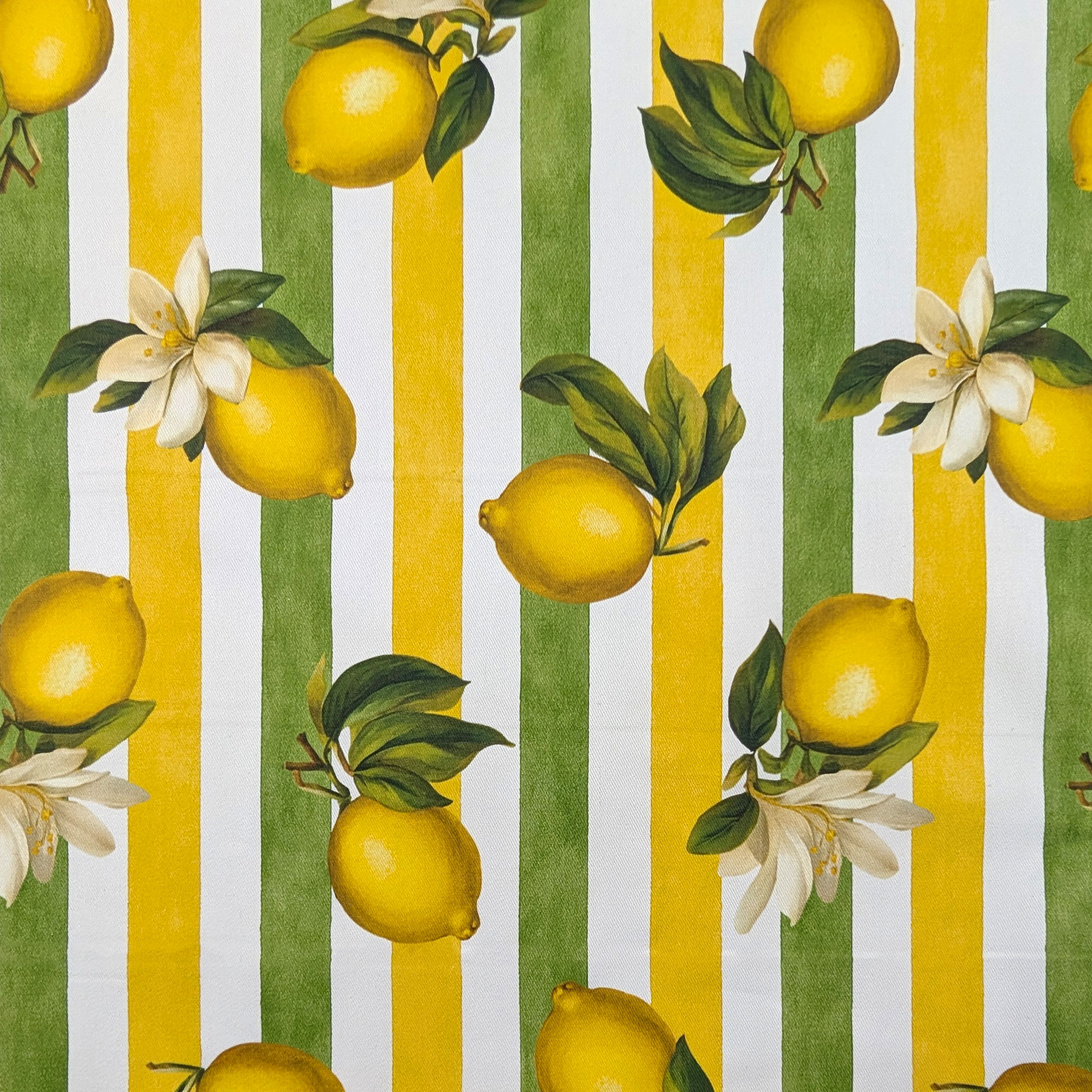 Ritaglio Panama Limoni e Righe Estive 100x160 cm Image
