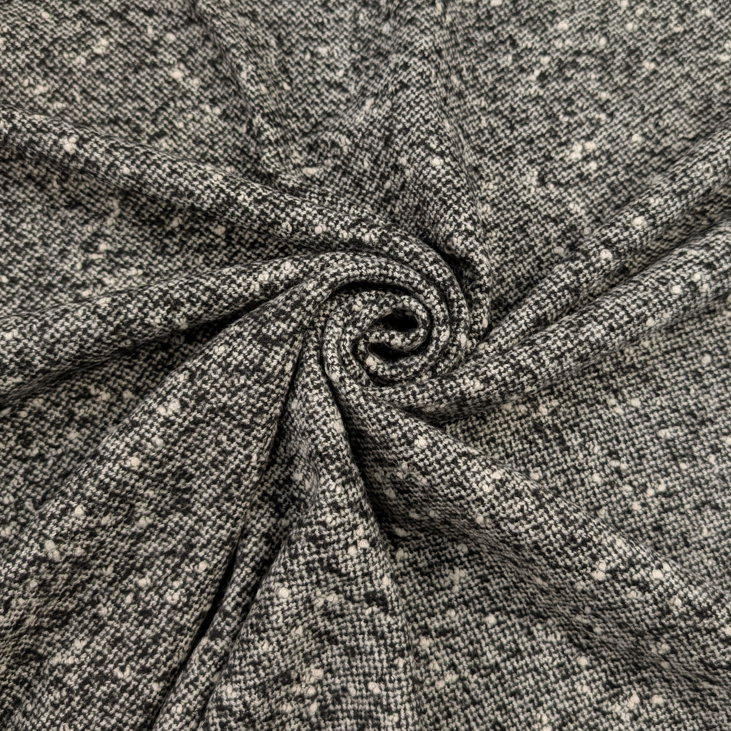 Tweed Cappotto Nero Panna Melange Image