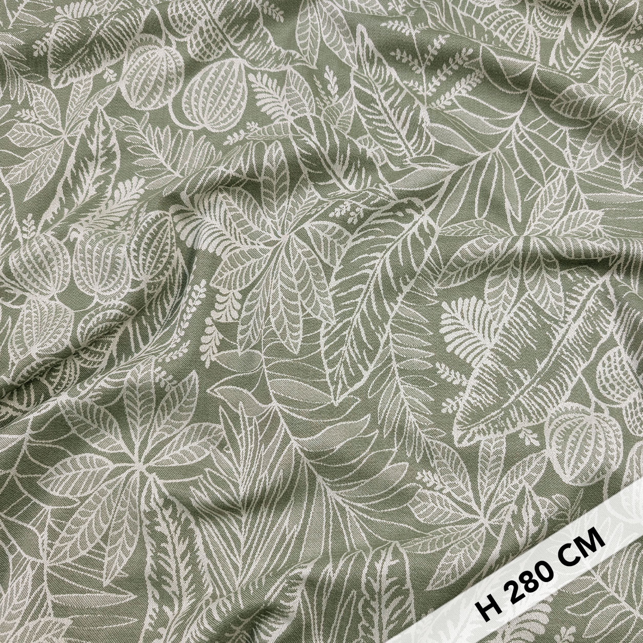 Jacquard Foglie Sfondo Verde H 280 cm Image