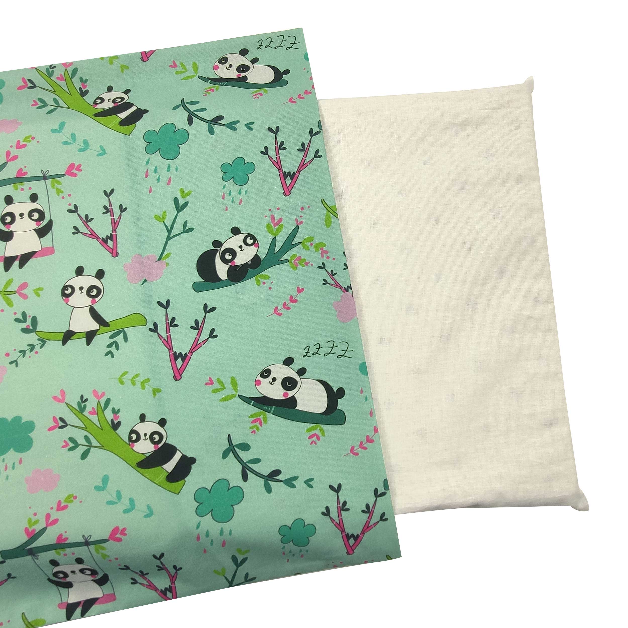 Federa Panda Sfondo Verde Menta - Panini Tessuti